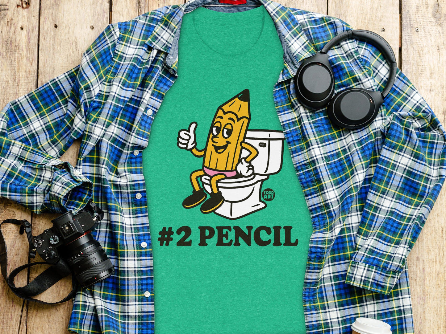 Funny #2 Pencil Toilet Design Graphic T-Shirt