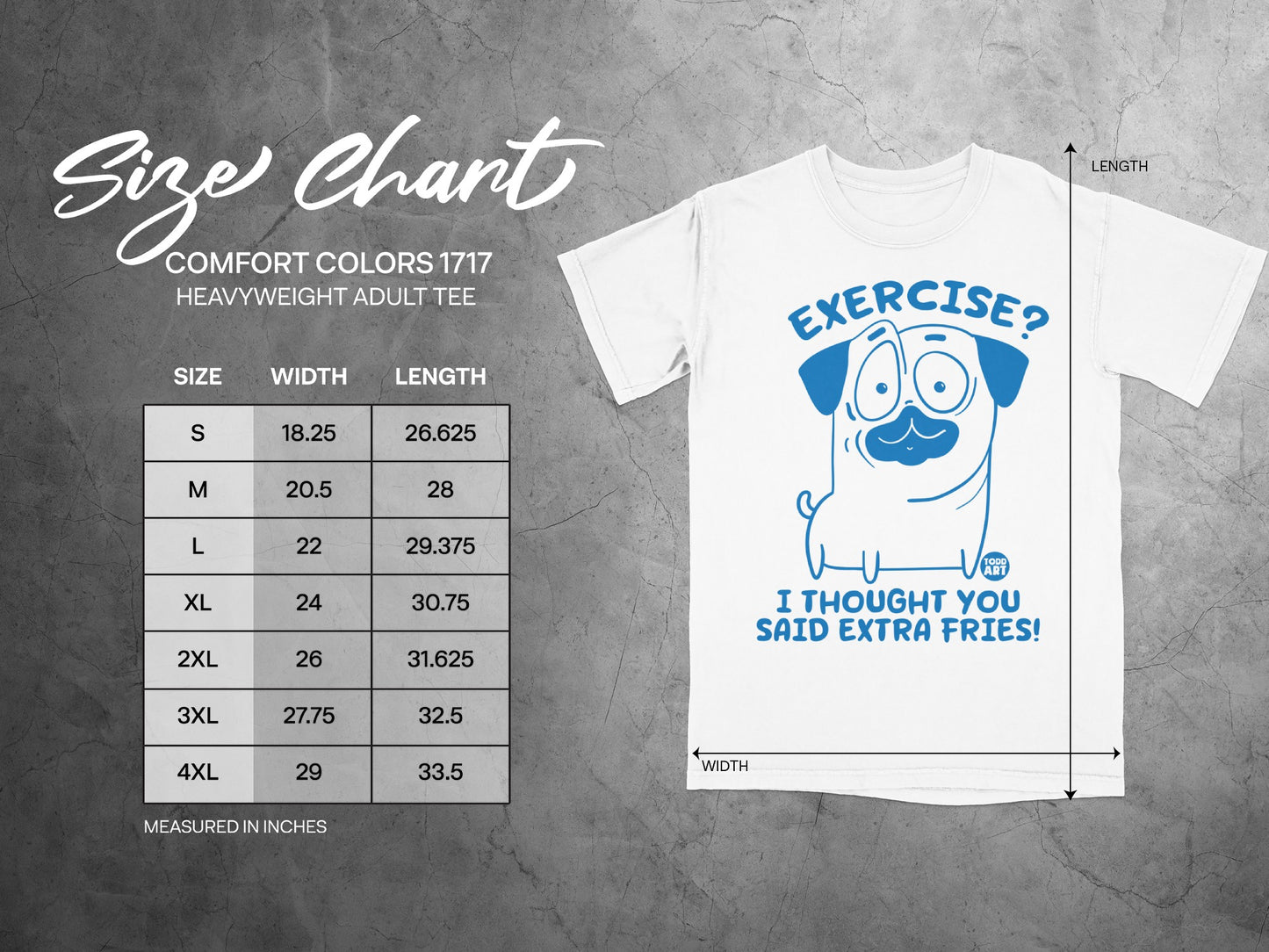 Funny Pug Exercise I Thought You Said Extra Fries Tee