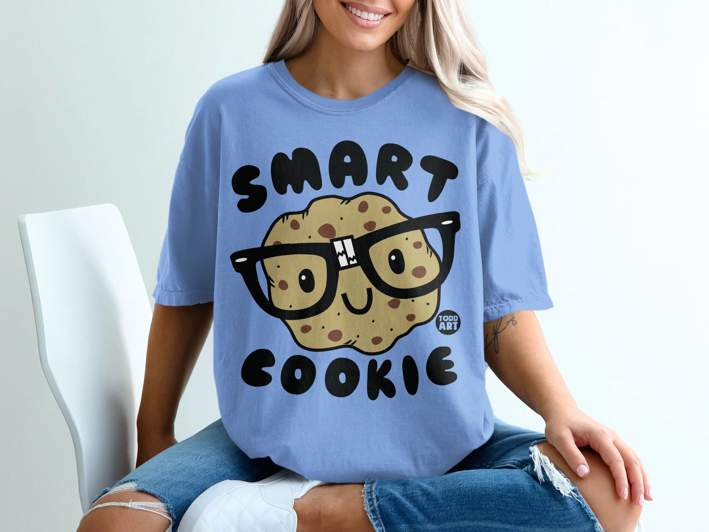 Smart Cookie Graphic Tee with Nerdy Cookie Illustration