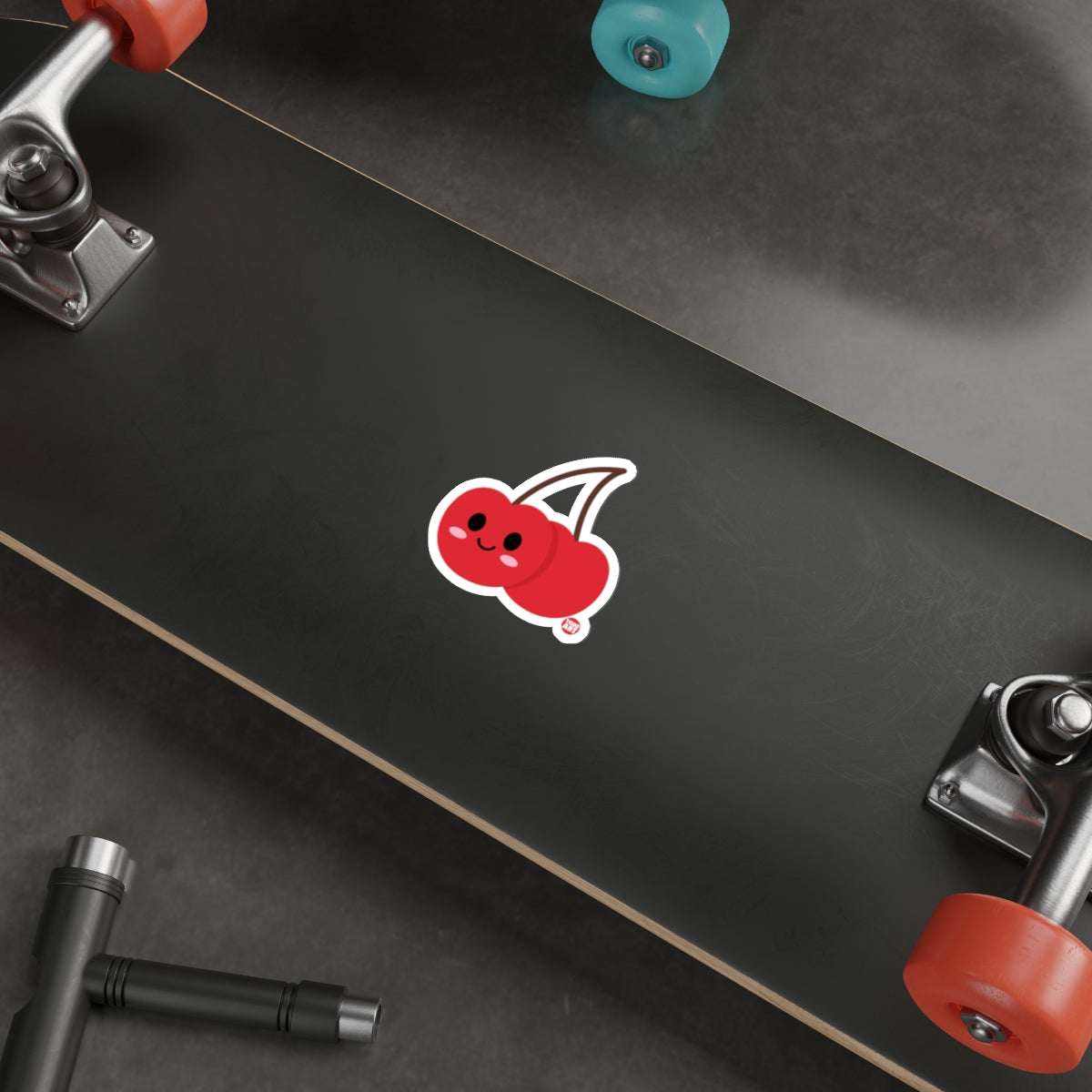 Cute Kawaii Cherry Smiling Face Sticker Skateboard Decor