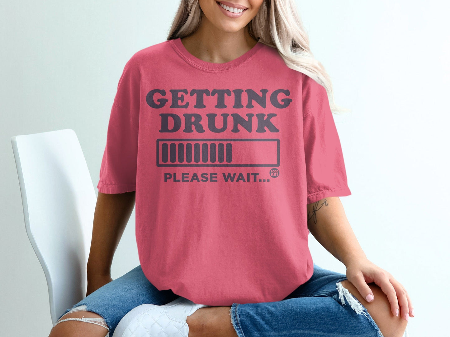 Getting Drunk Please Wait Funny Graphic Shirt