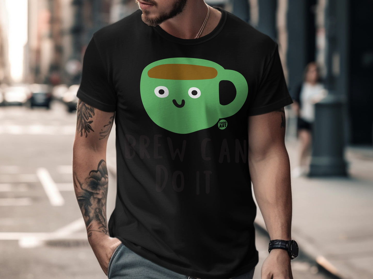 Cheerful Green Coffee Mug Brew Can Do It T-shirt
