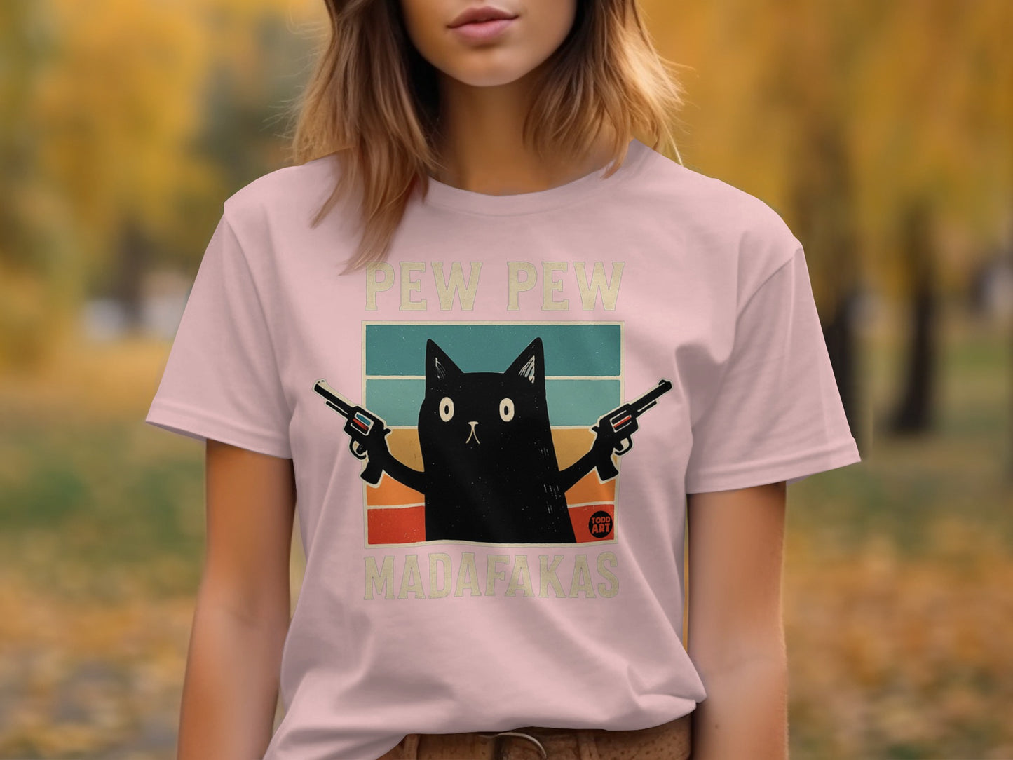 Pew Pew Madafakas Funny Cat Graphic T-Shirt