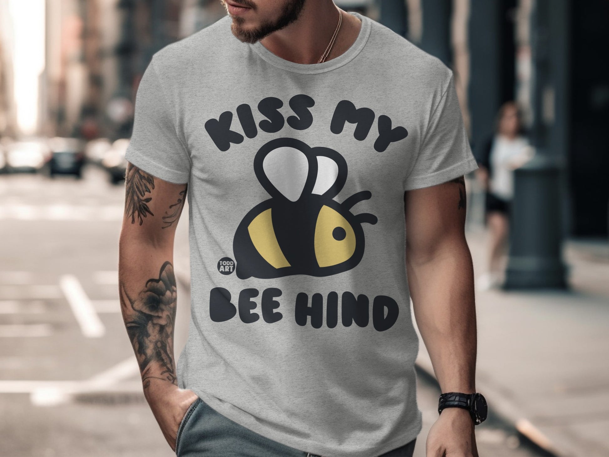 Kiss My Bee Hind Humorous Graphic Tee Shirt