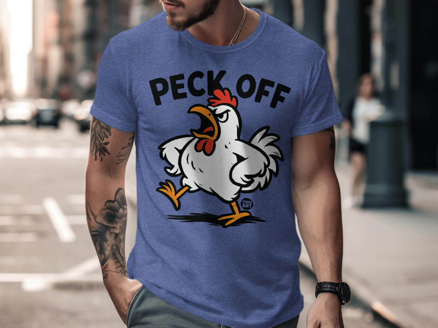 Funny Graphic Chicken Peck Off T-shirt product