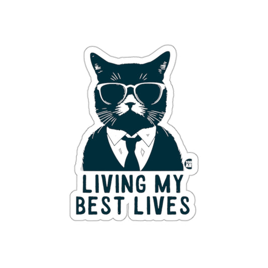 Living My Best Lives Cat with Sunglasses Sticker