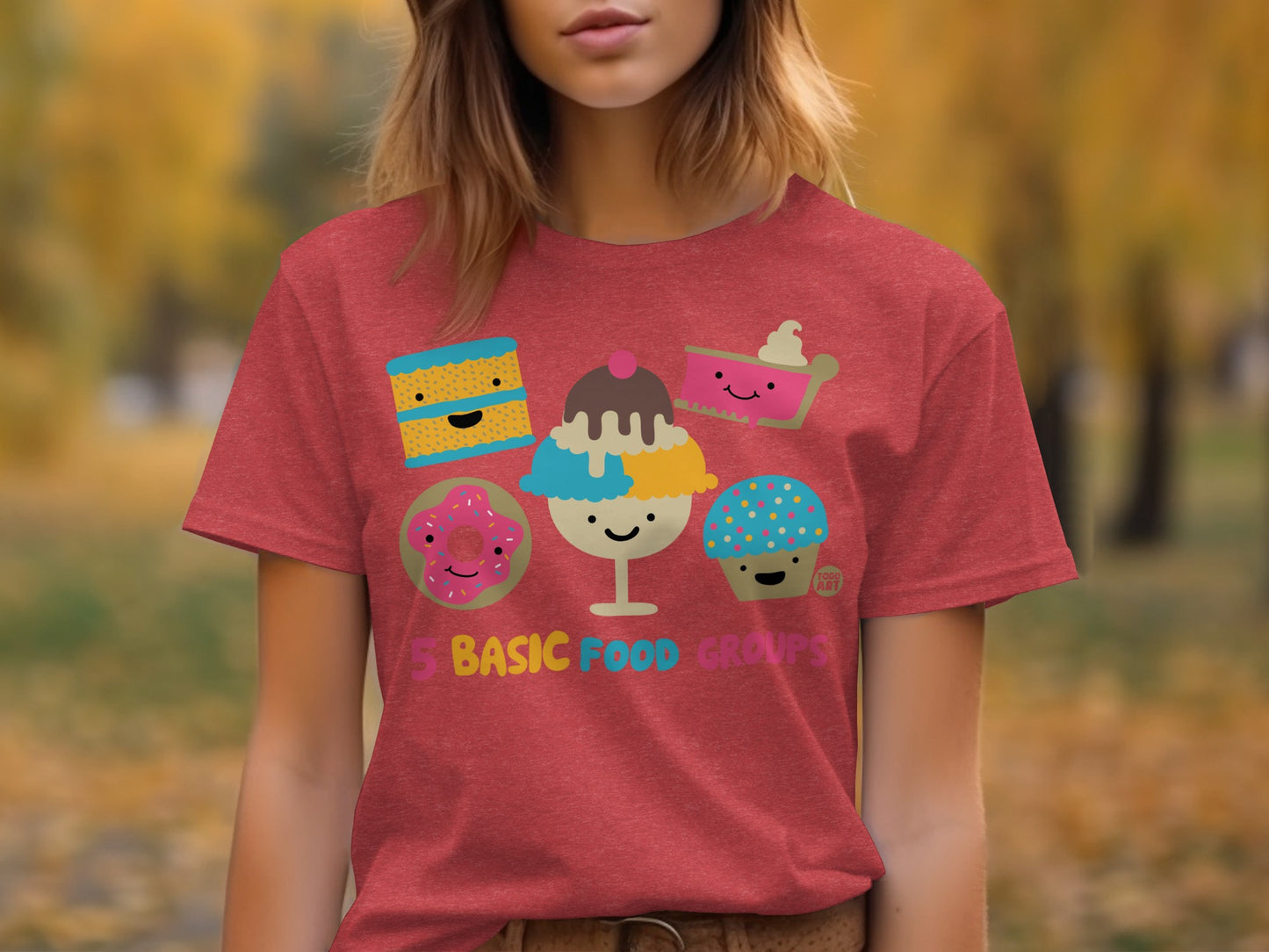 Cute 5 Basic Food Groups Graphic Tee Shirt for Fun Times