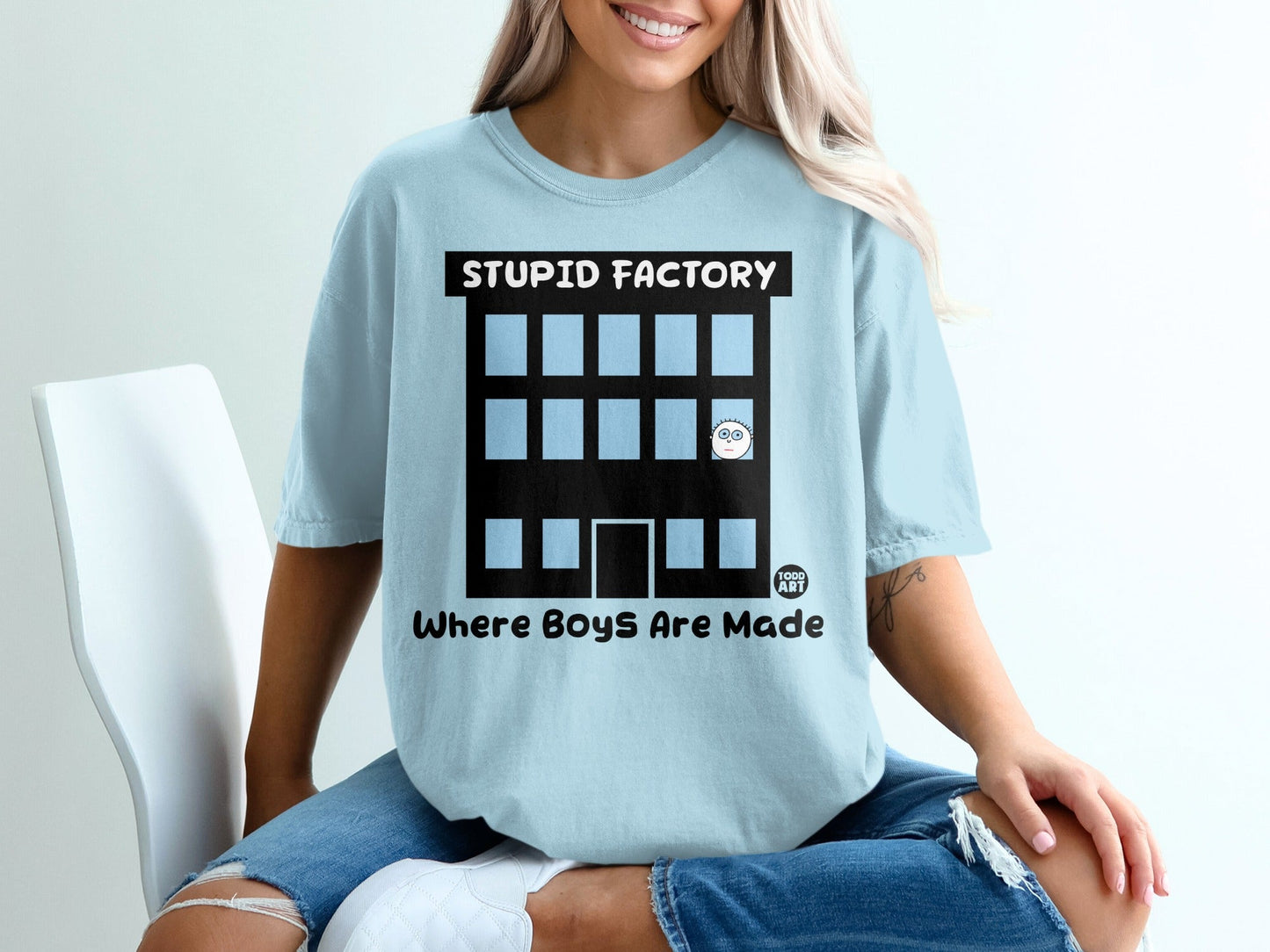 Stupid Factory Where Boys Are Made Graphic T-Shirt