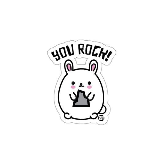 You Rock Cute Bunny Holding Rock Sticker
