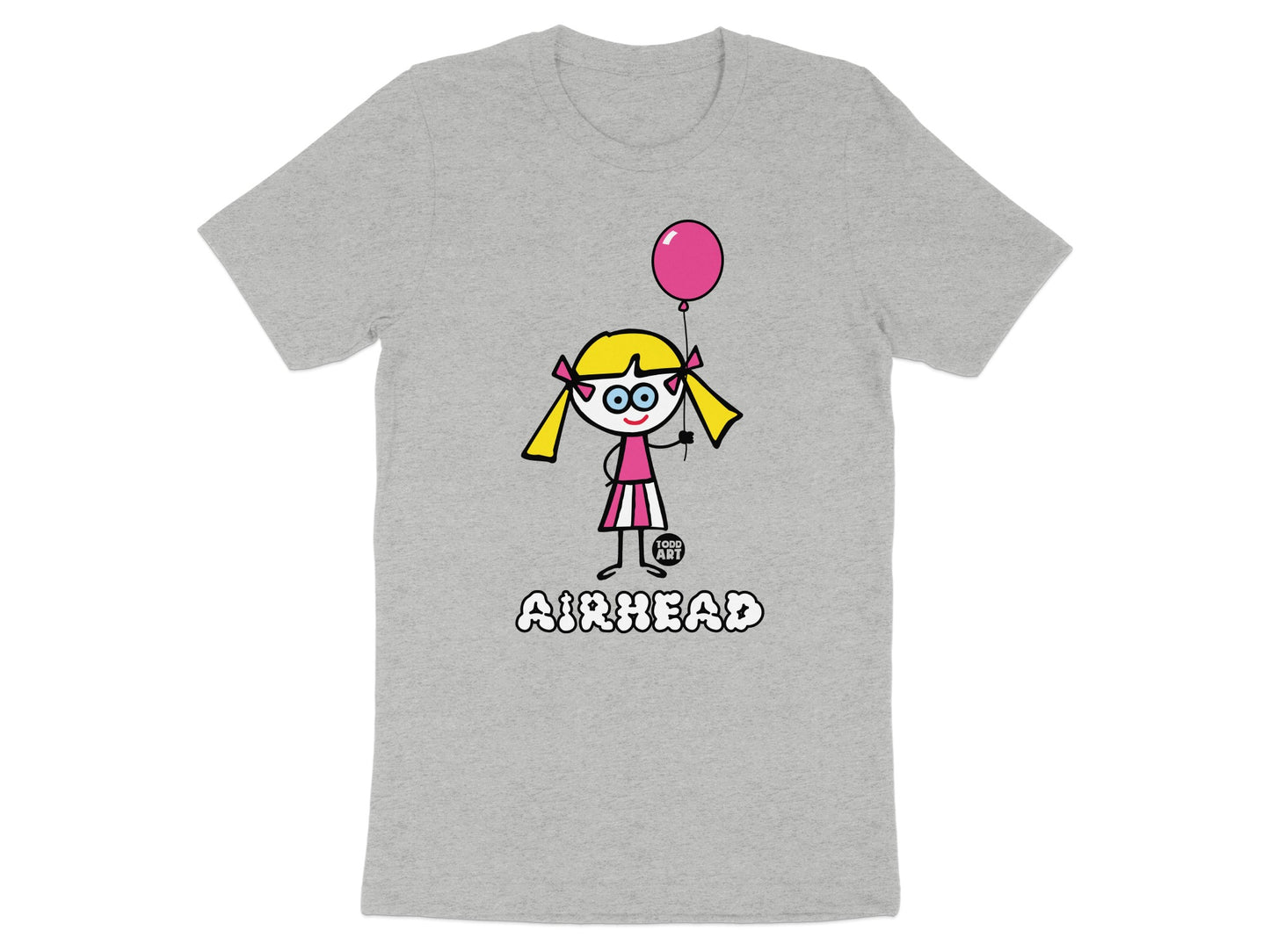 Airhead Cartoon Girl with Balloon Graphic T-Shirt