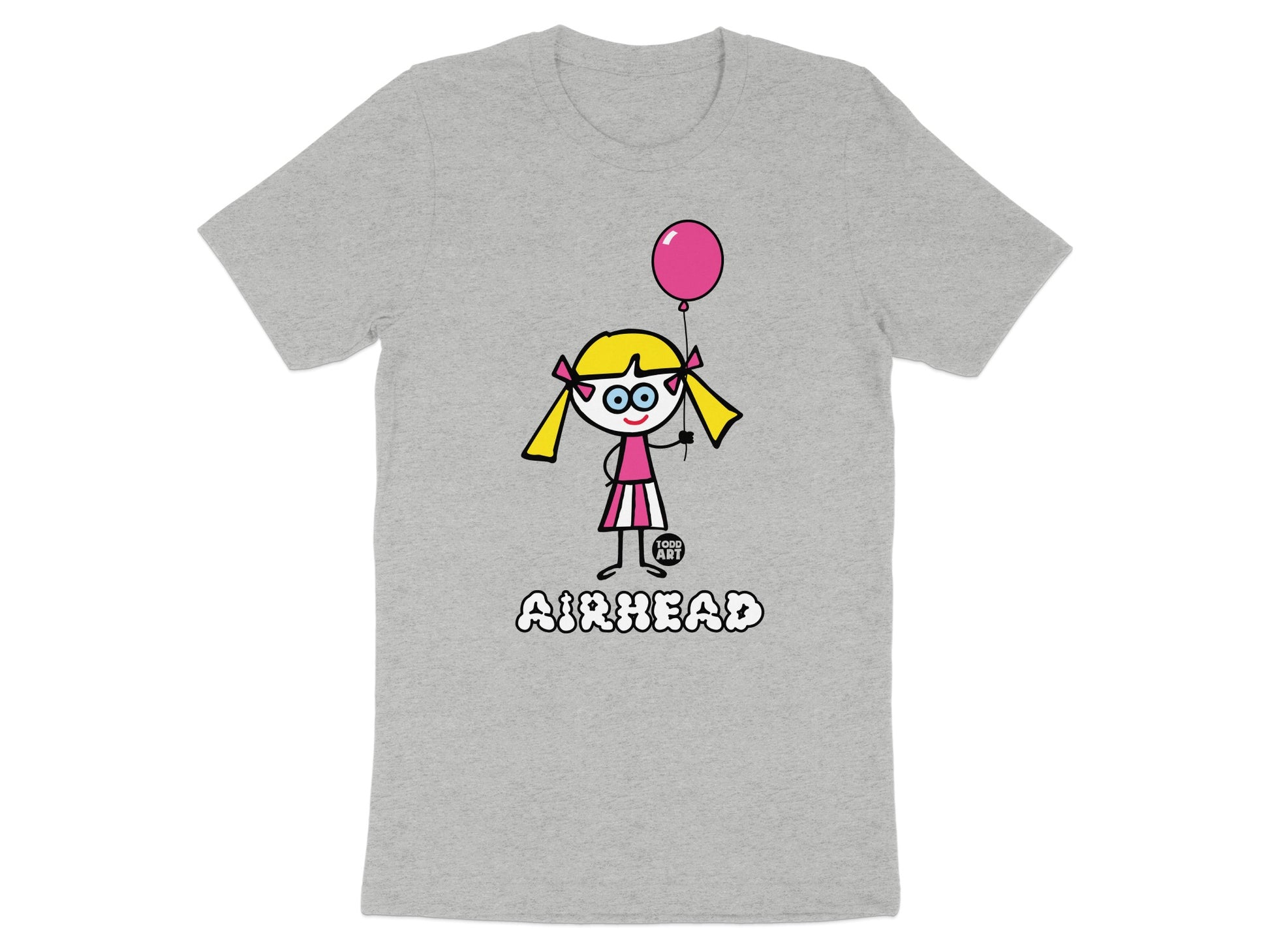 Airhead Cartoon Girl with Balloon Graphic T-Shirt