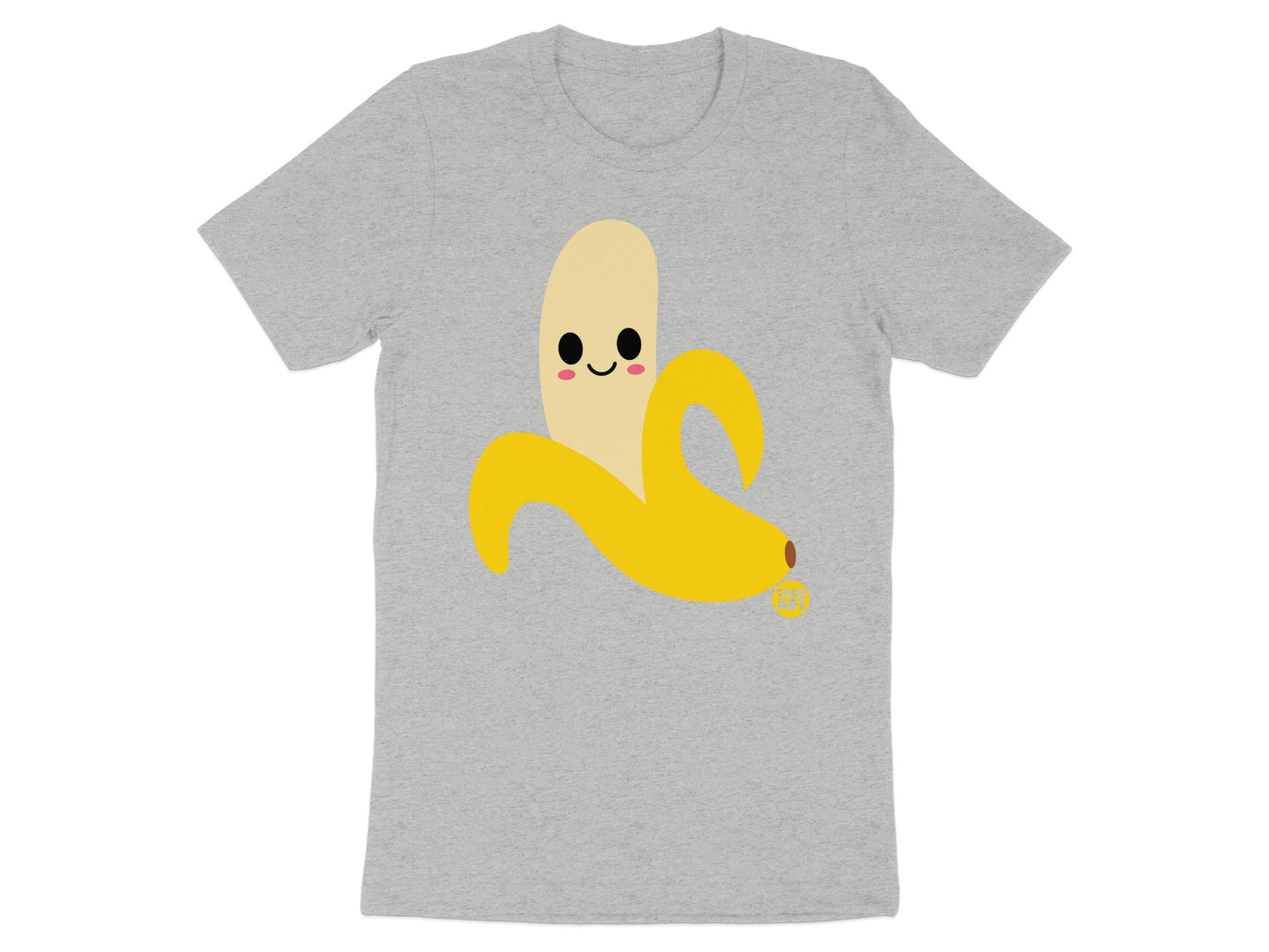 Cute Smiling Banana Design on Heather Grey T-Shirt