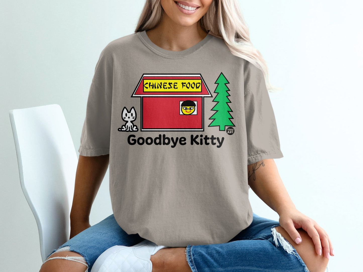 Goodbye Kitty Chinese Food Graphic T-Shirt