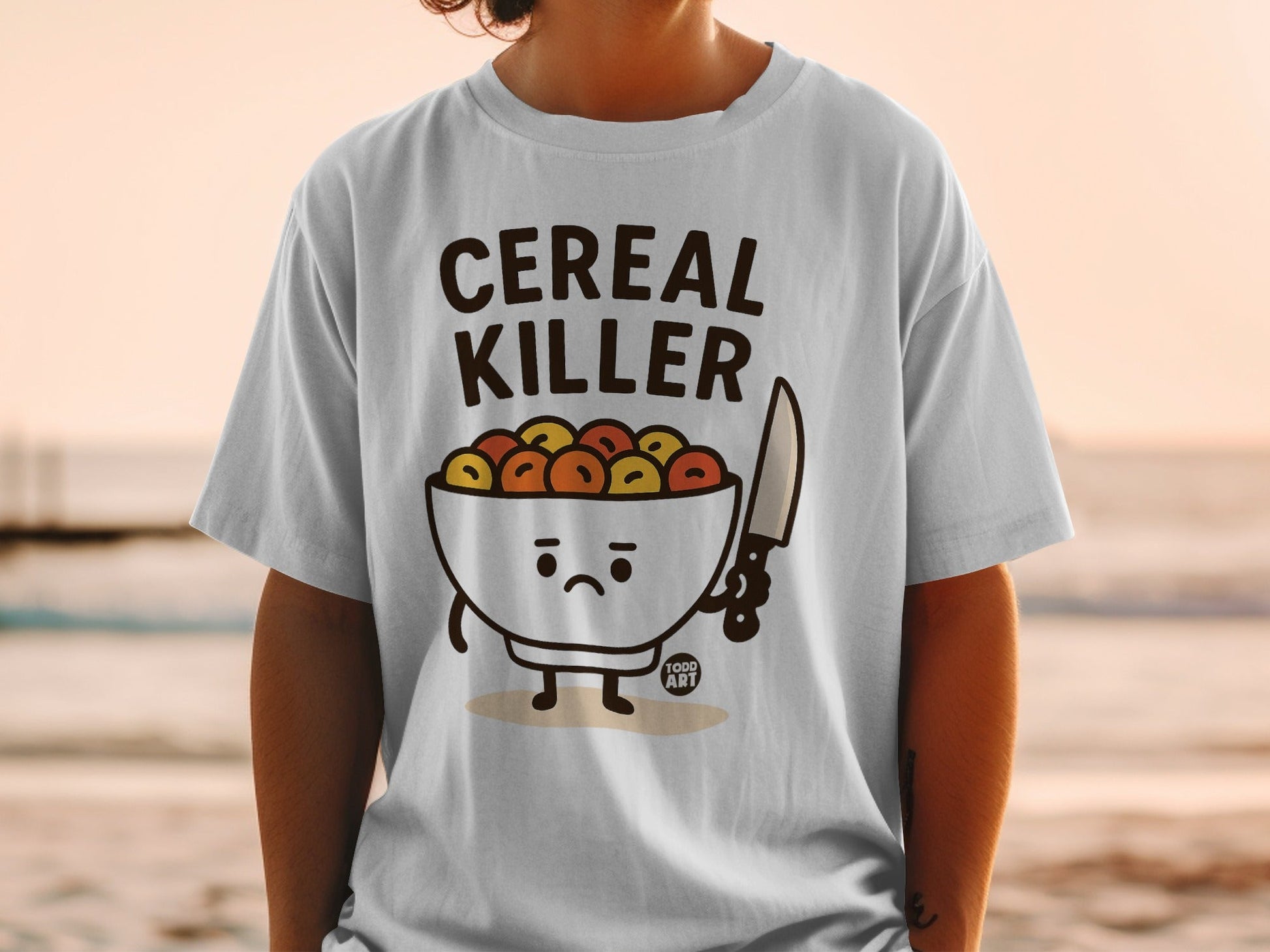 Funny Cereal Killer Graphic T-Shirt for Casual Wear