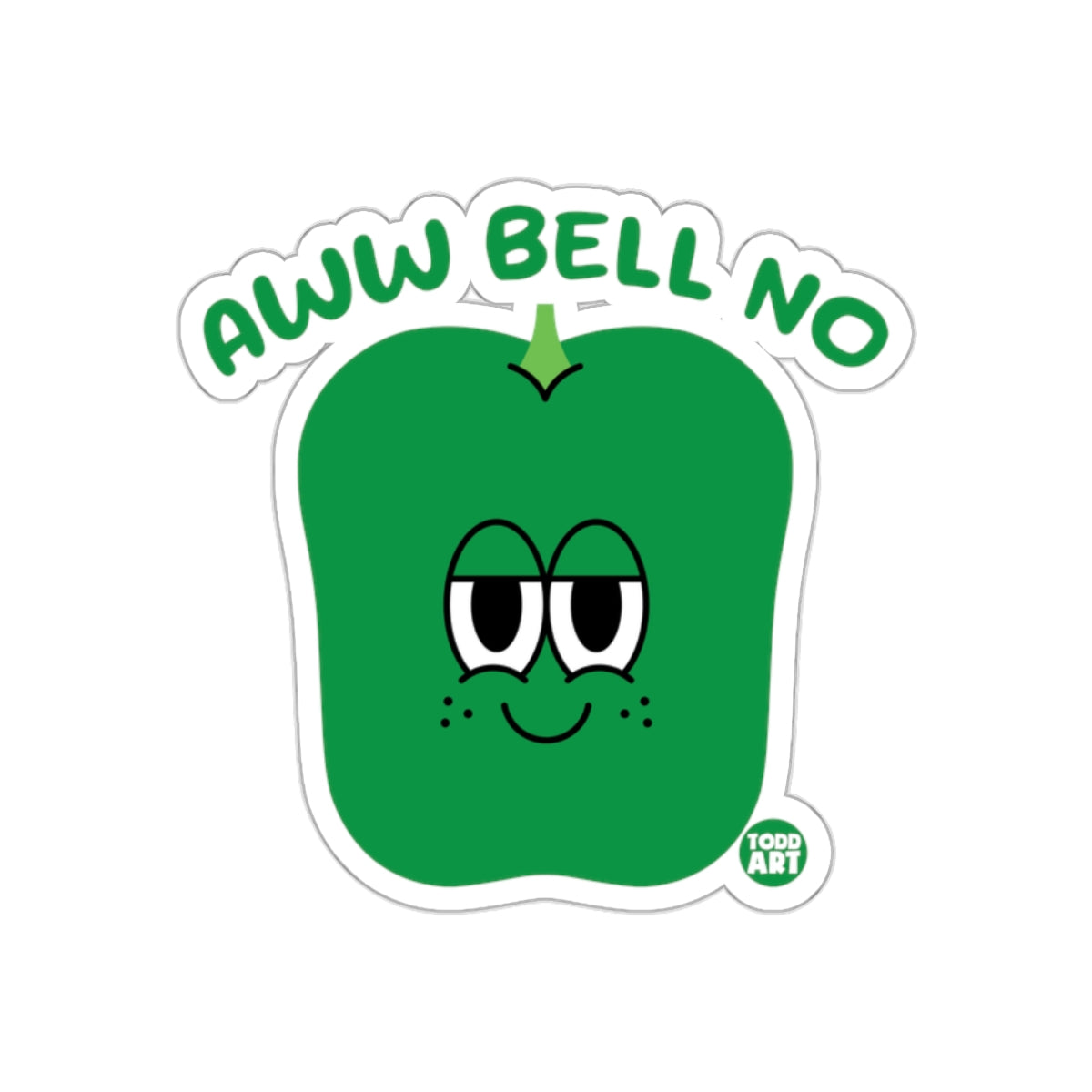 Aww Bell No Green Pepper with Eyes Todd Art sticker