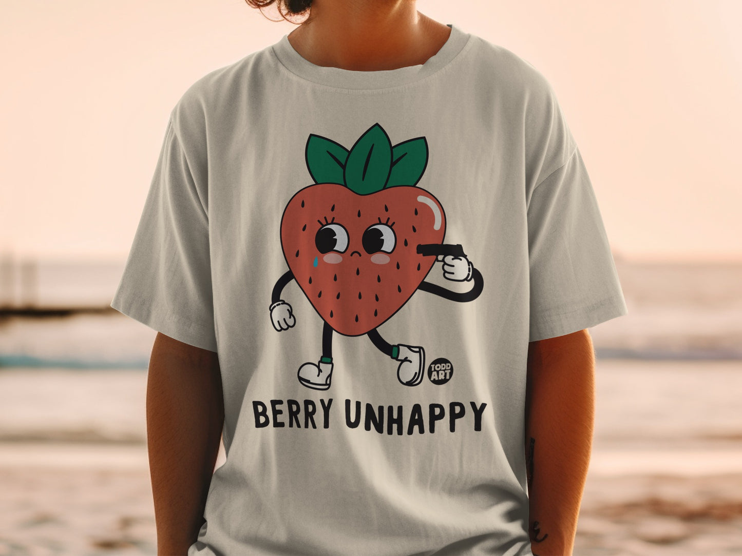 Berry Unhappy Cartoon Strawberry Gun Design product type
