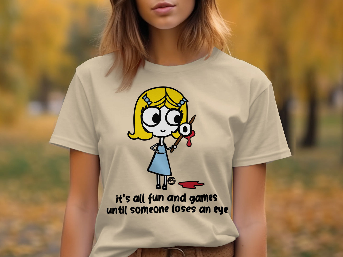 Fun and games shirt with cartoon graphic