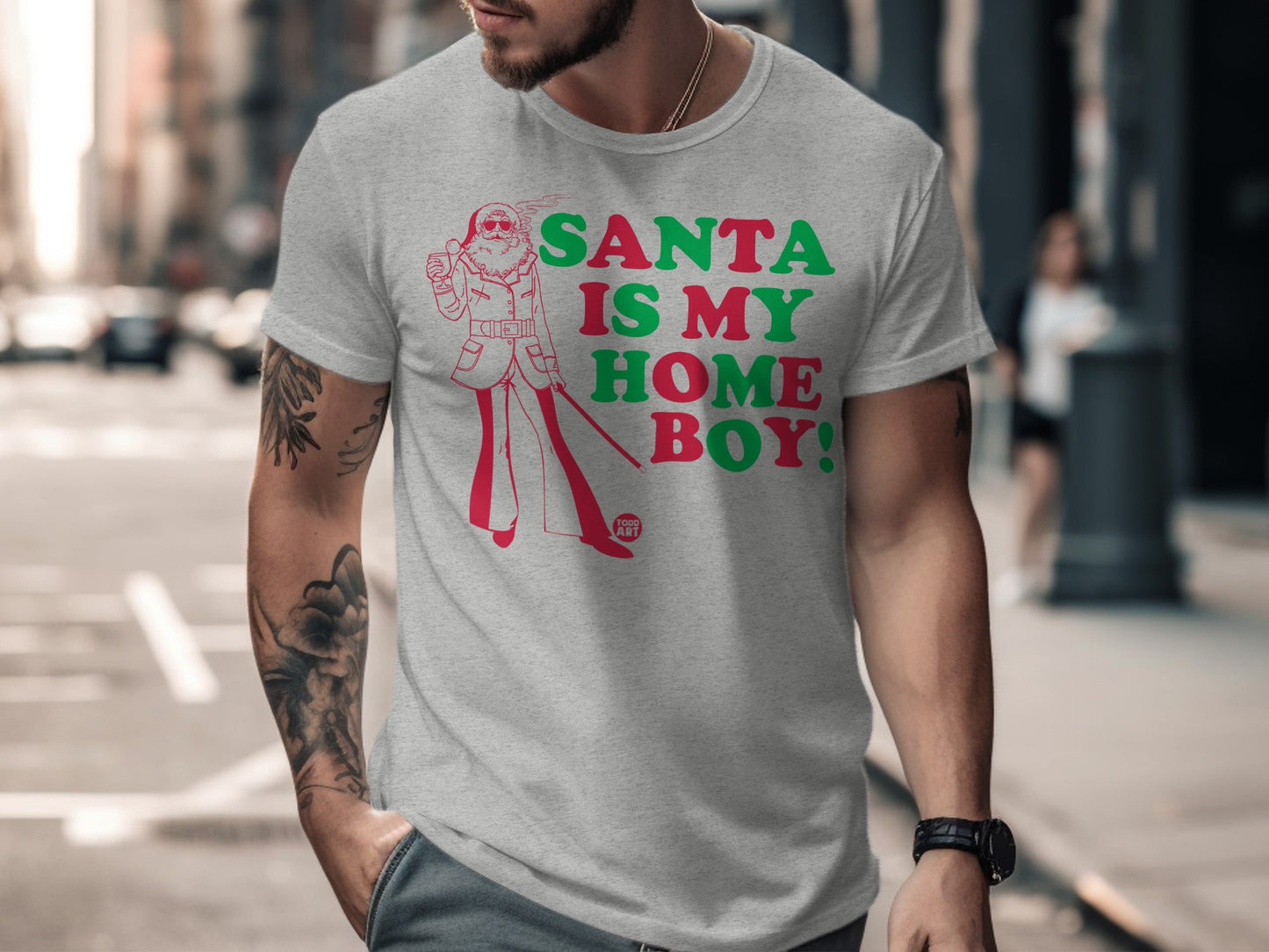 Santa Is My Home Boy Graphic Tee Shirt