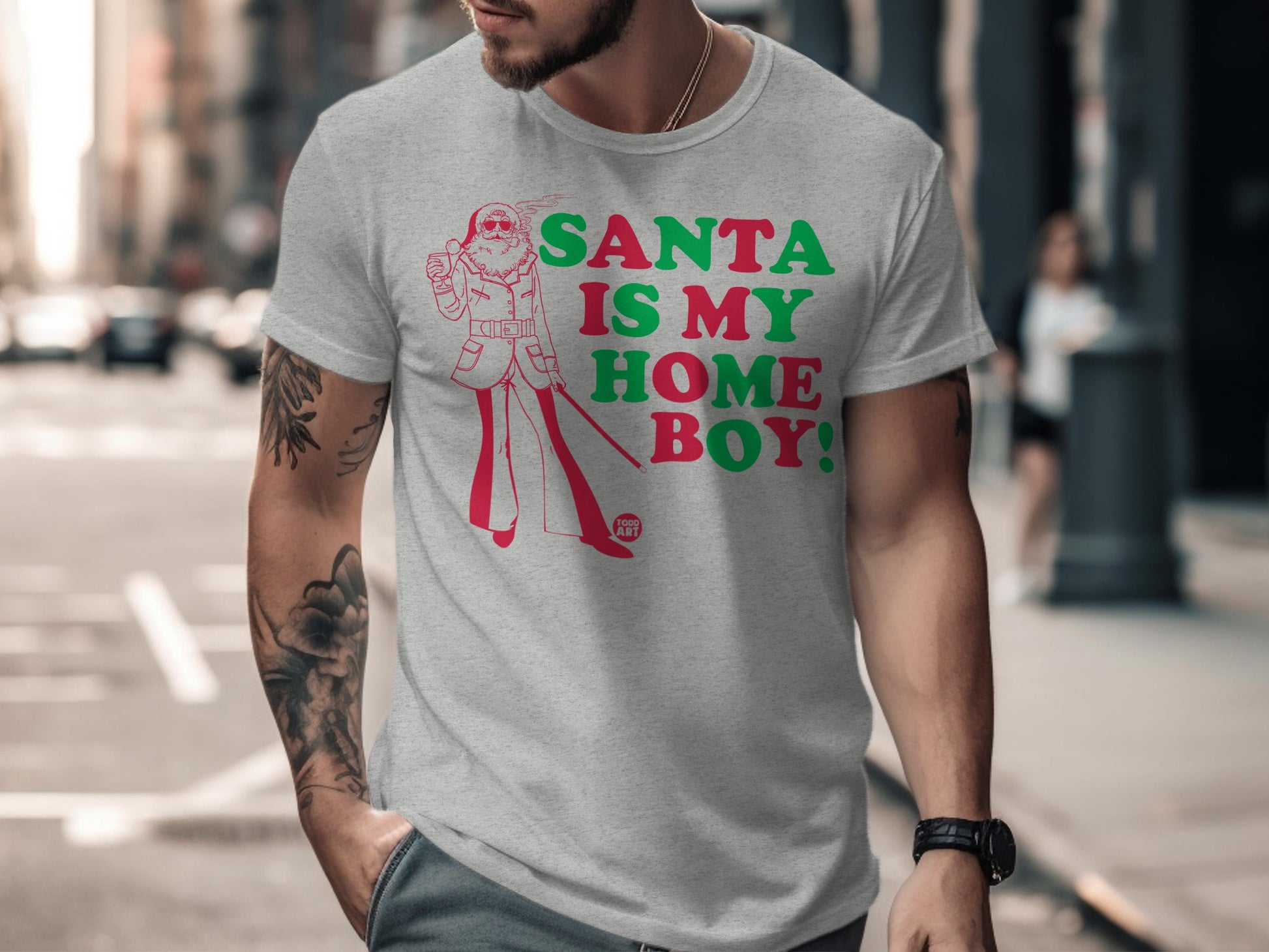 Santa Is My Home Boy Graphic Tee Shirt