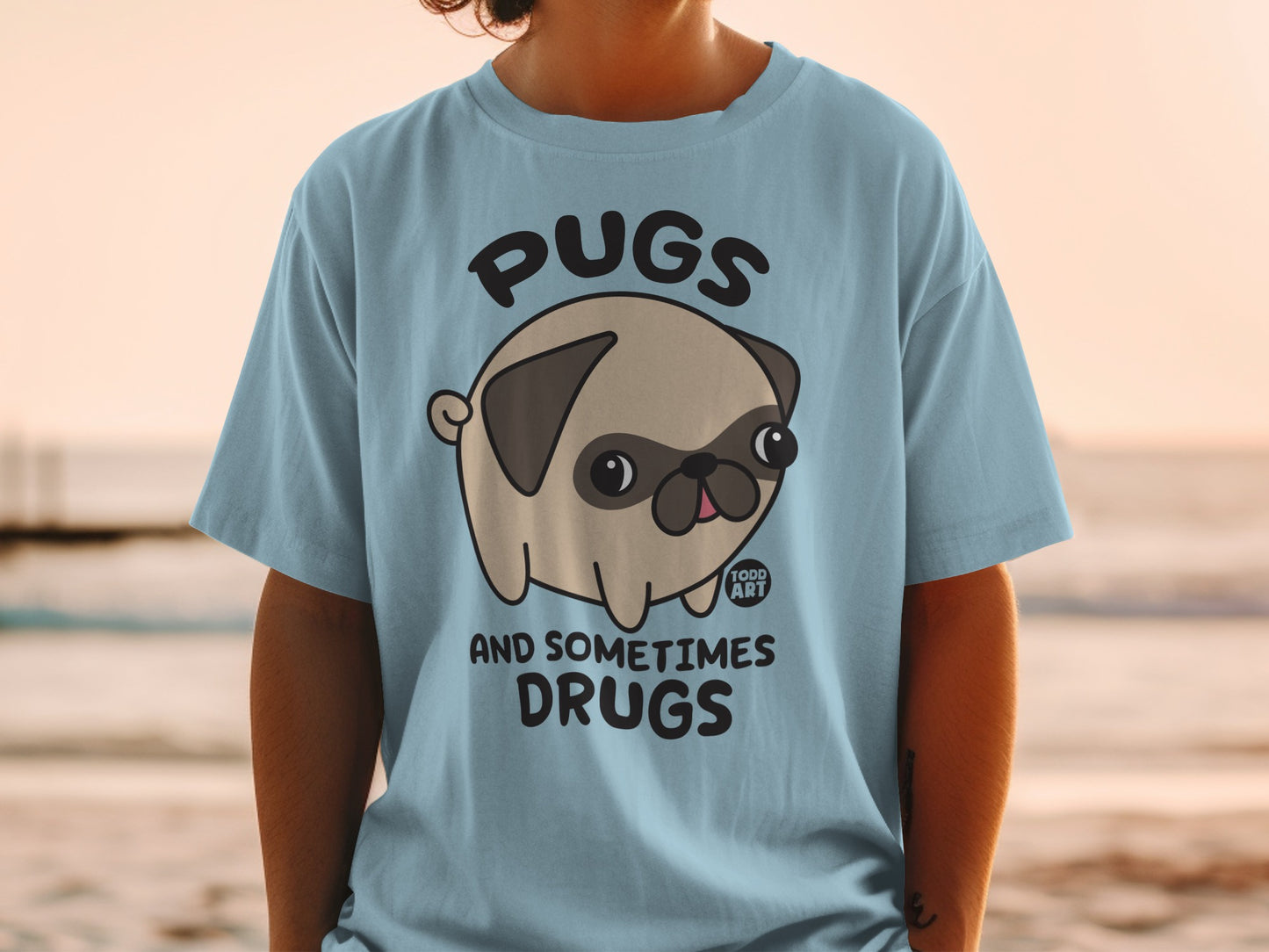 Pugs and Sometimes Drugs Funny Dog Graphic T-shirt