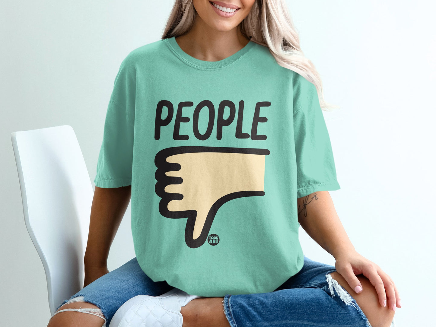 PEOPLE Text Thumbs Down Symbol TODD ART Logo product type