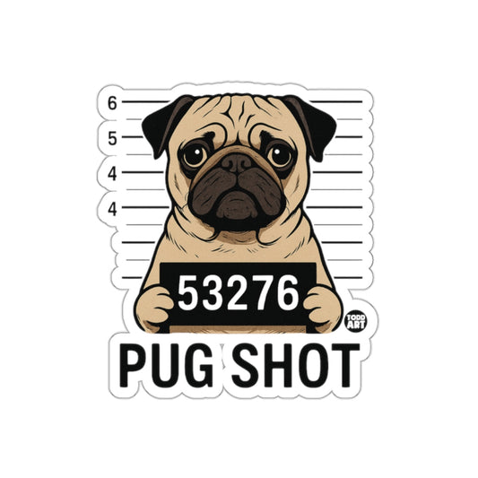 Cute Pug Shot Design with Mugshot Number Sticker