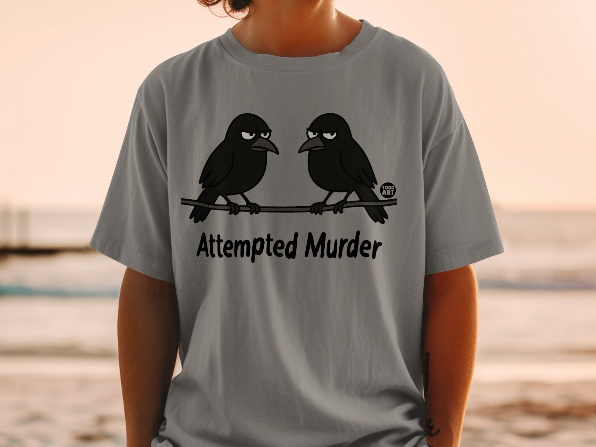 Attempted Murder Crow Graphic Funny Shirt Product