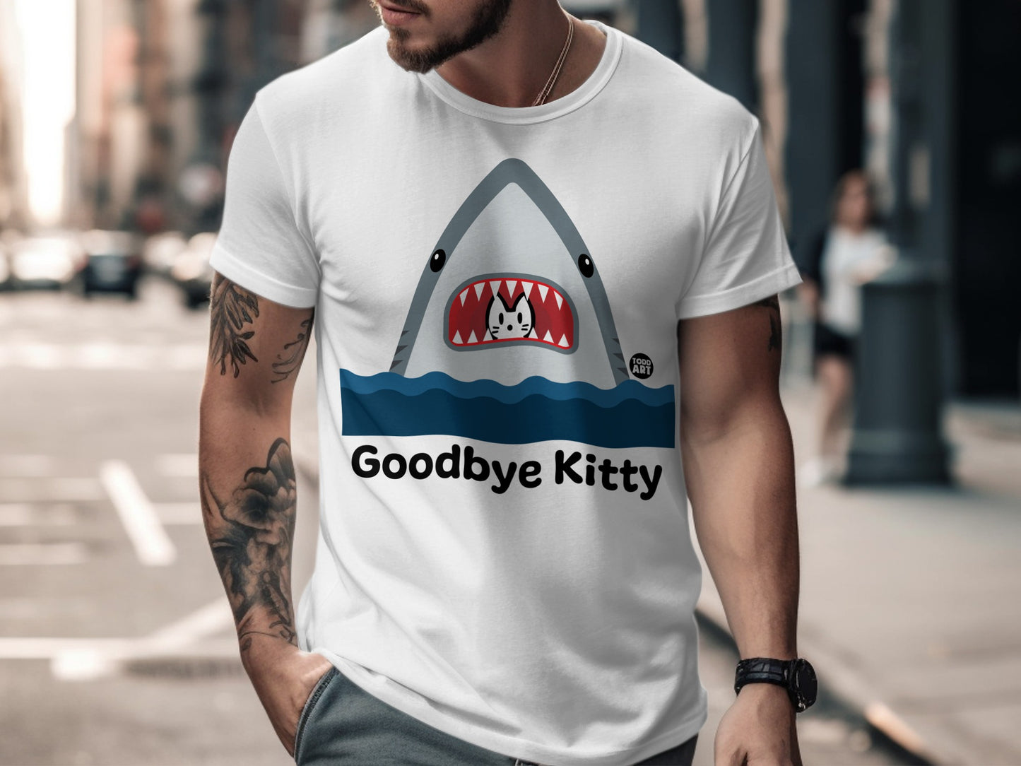 Goodbye Kitty Shark Graphic T-Shirt for Sale