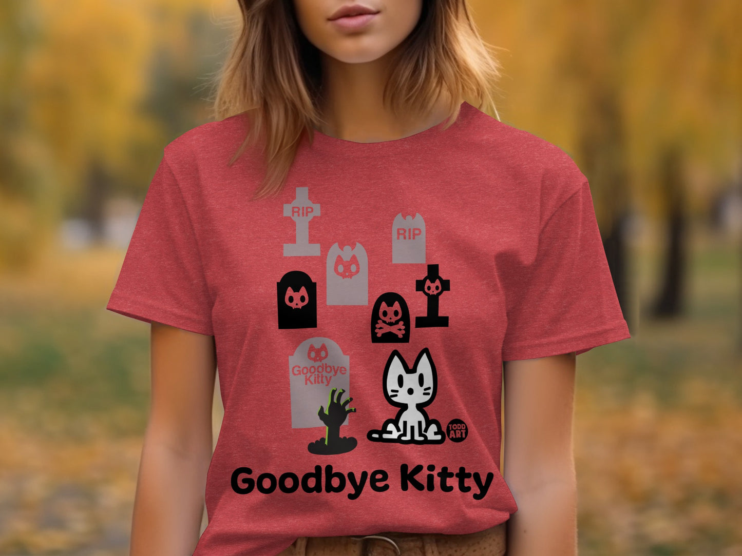 Goodbye Kitty Halloween Graveyard Themed T-Shirt