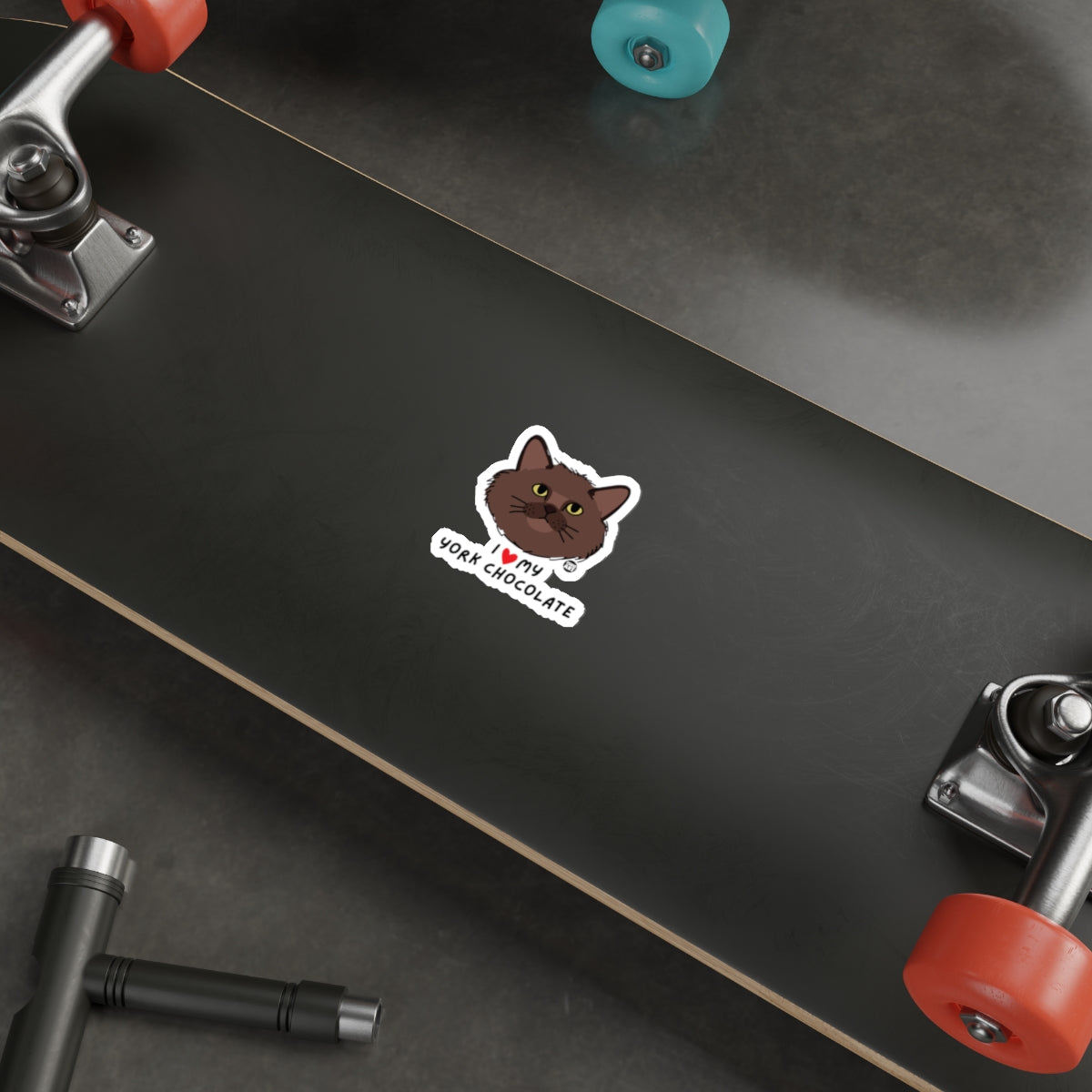 Cute Cat with Love Your Chocolate Sticker product'