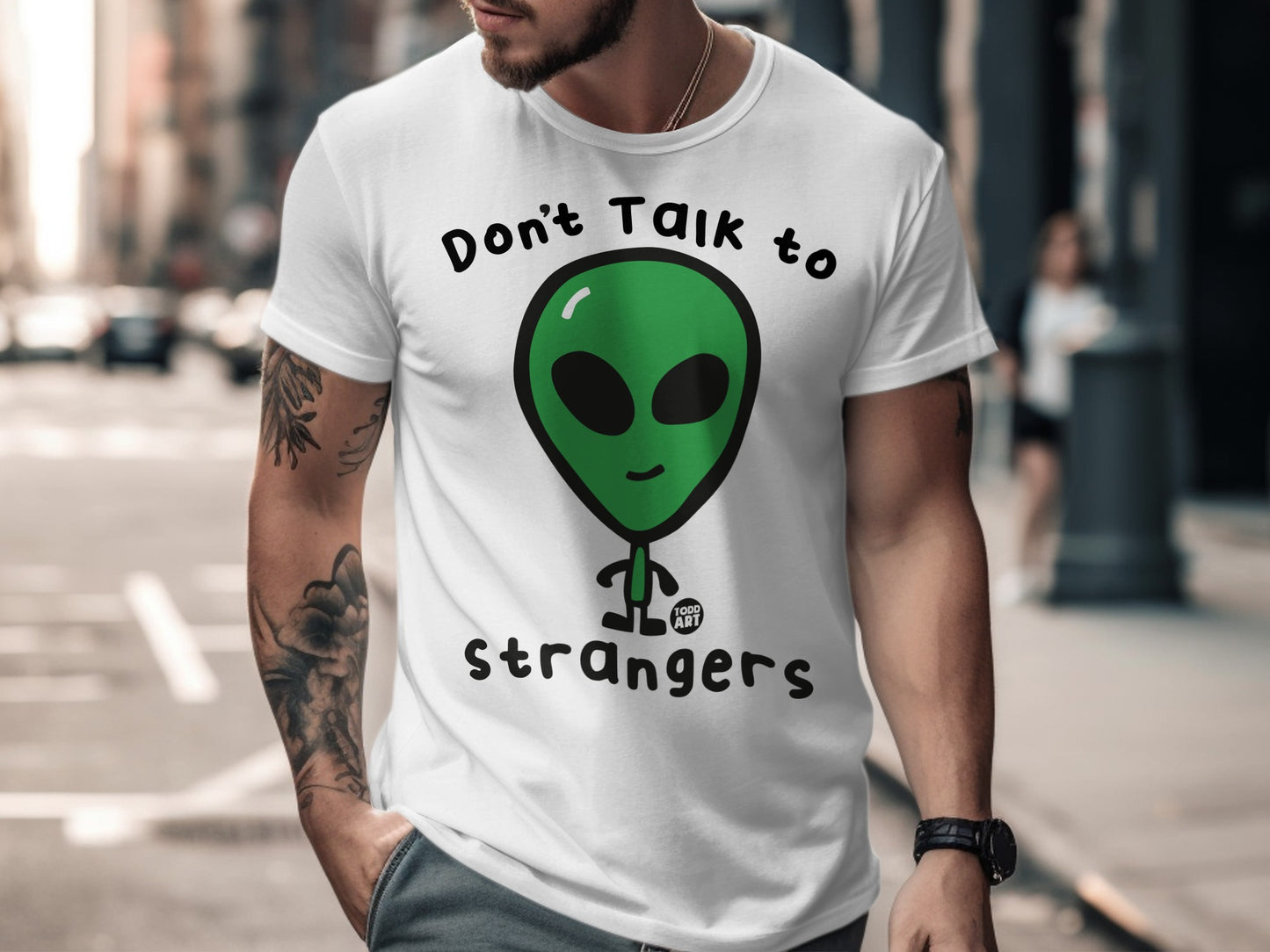 Don't Talk to Strangers Alien Graphic T-Shirt
