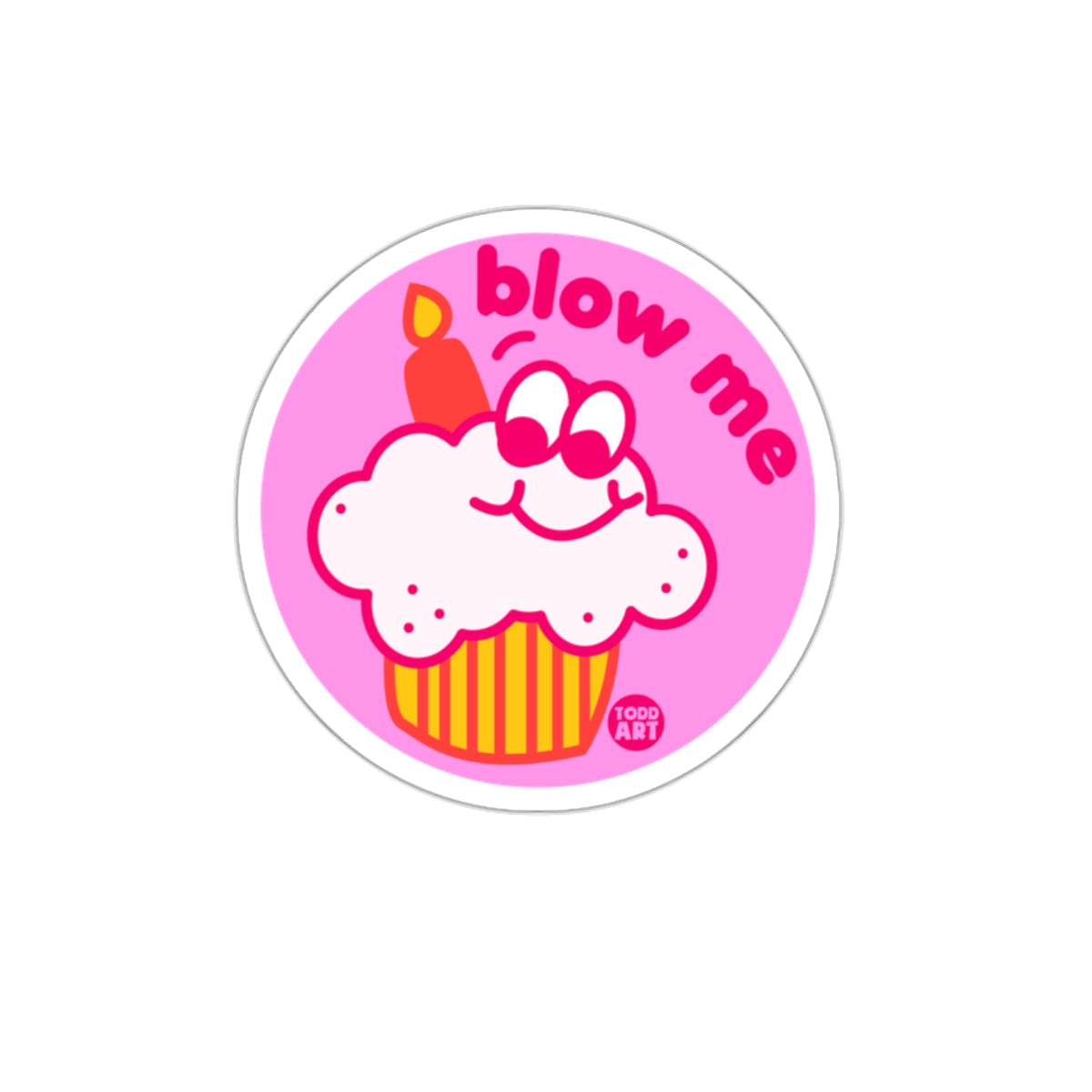 Blow Me Cupcake with Candle Smiling Sticker