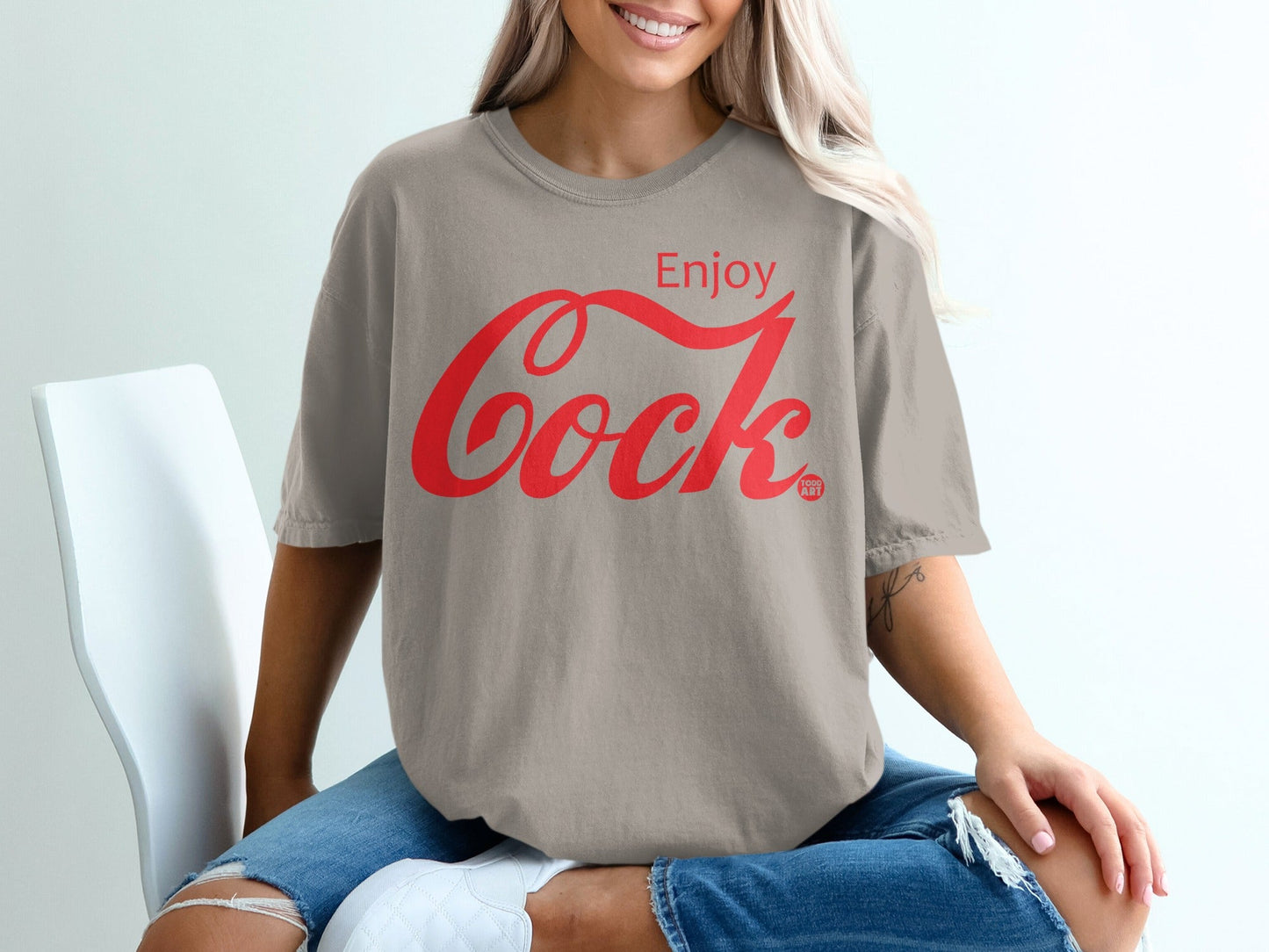 Enjoy Cock Logo Design Graphic Tee Shirt
