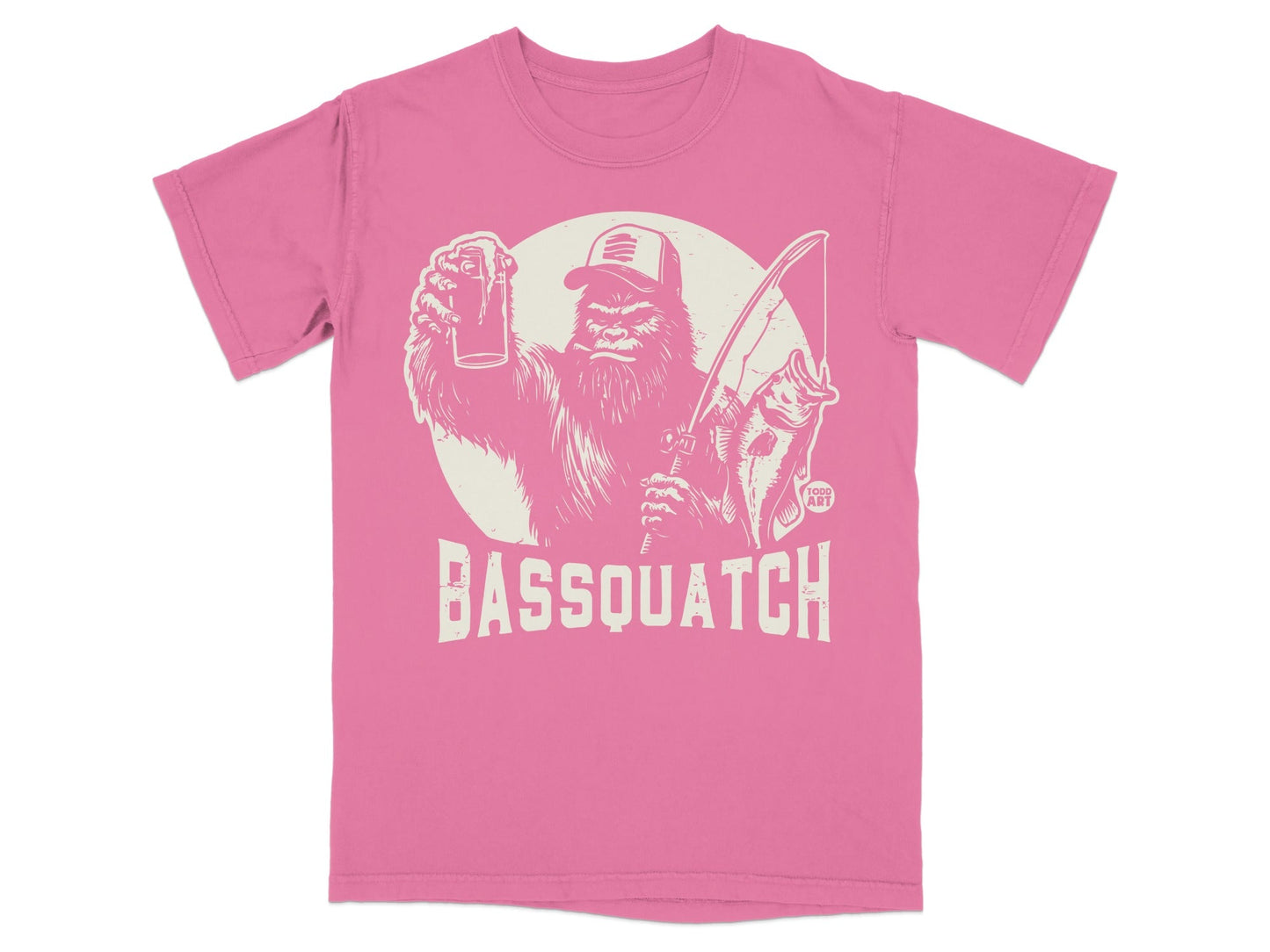 Bassquatch Graphic Illustration T-shirt for Fishing Fans