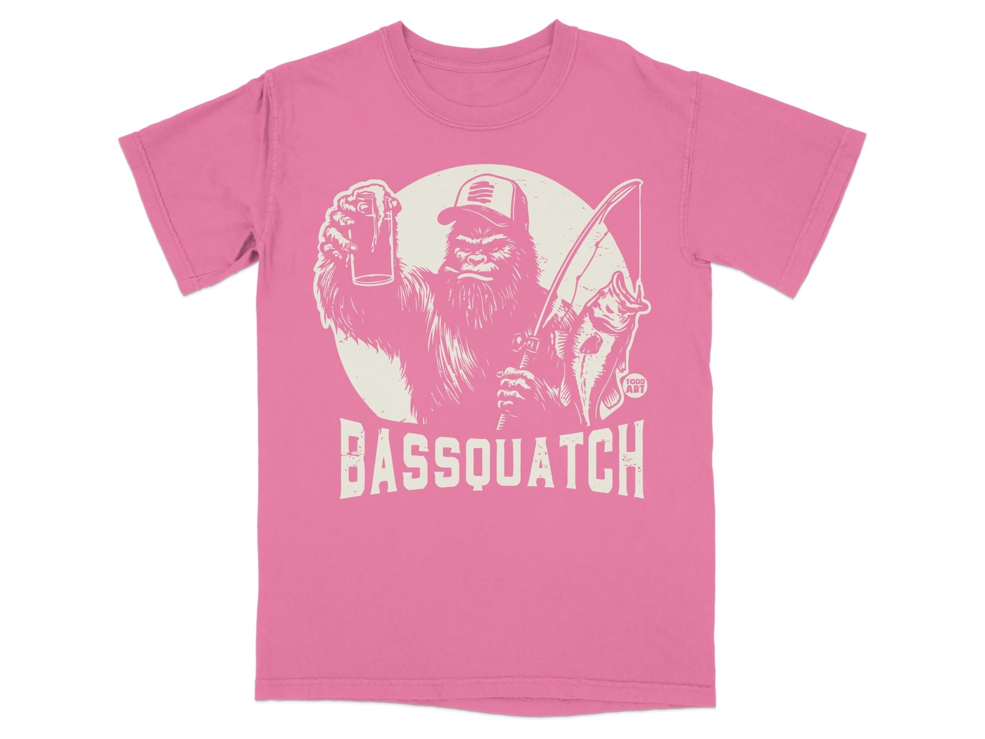 Bassquatch Graphic Illustration T-shirt for Fishing Fans