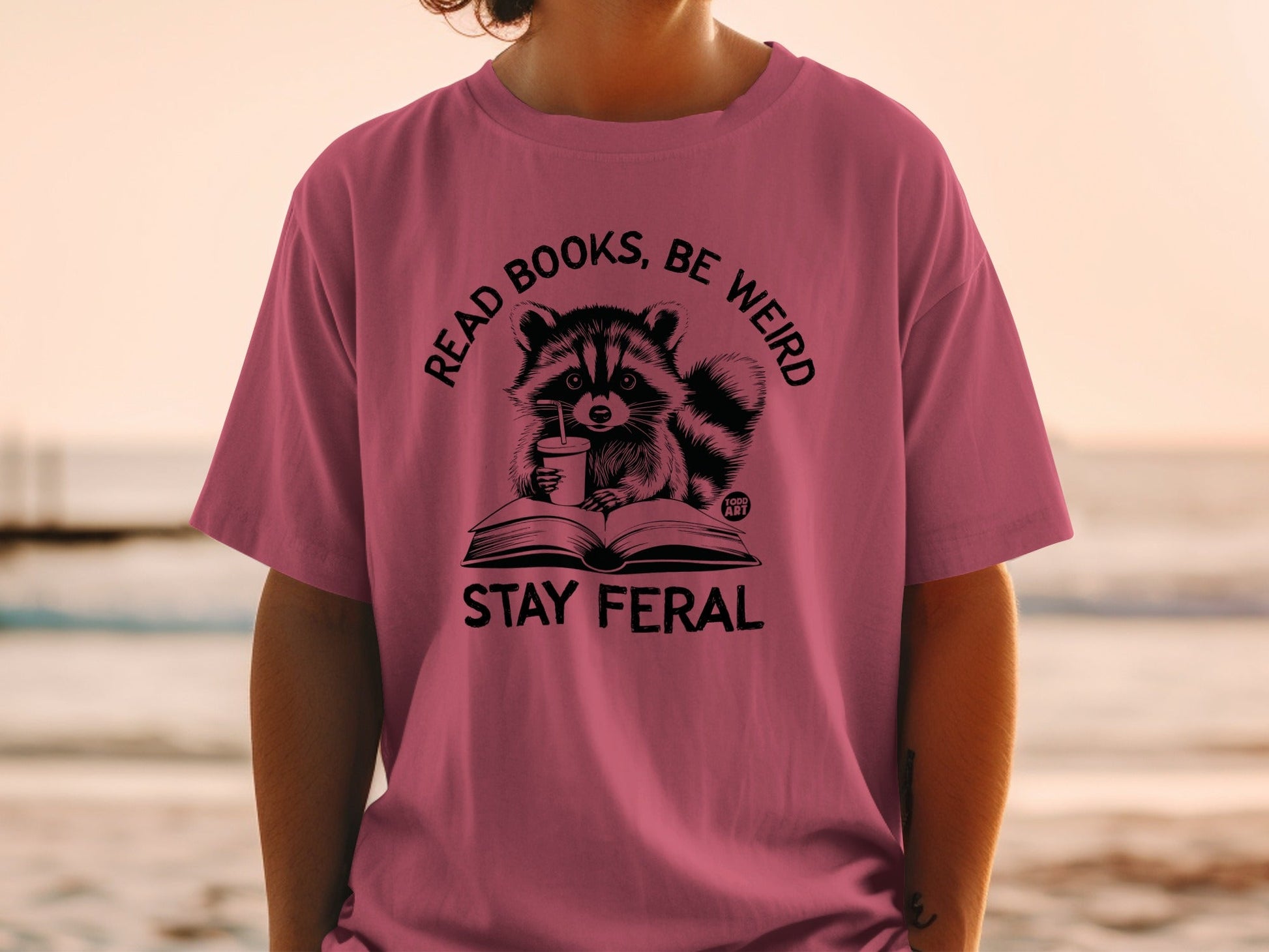 Read Books Be Weird Stay Feral Raccoon Shirt