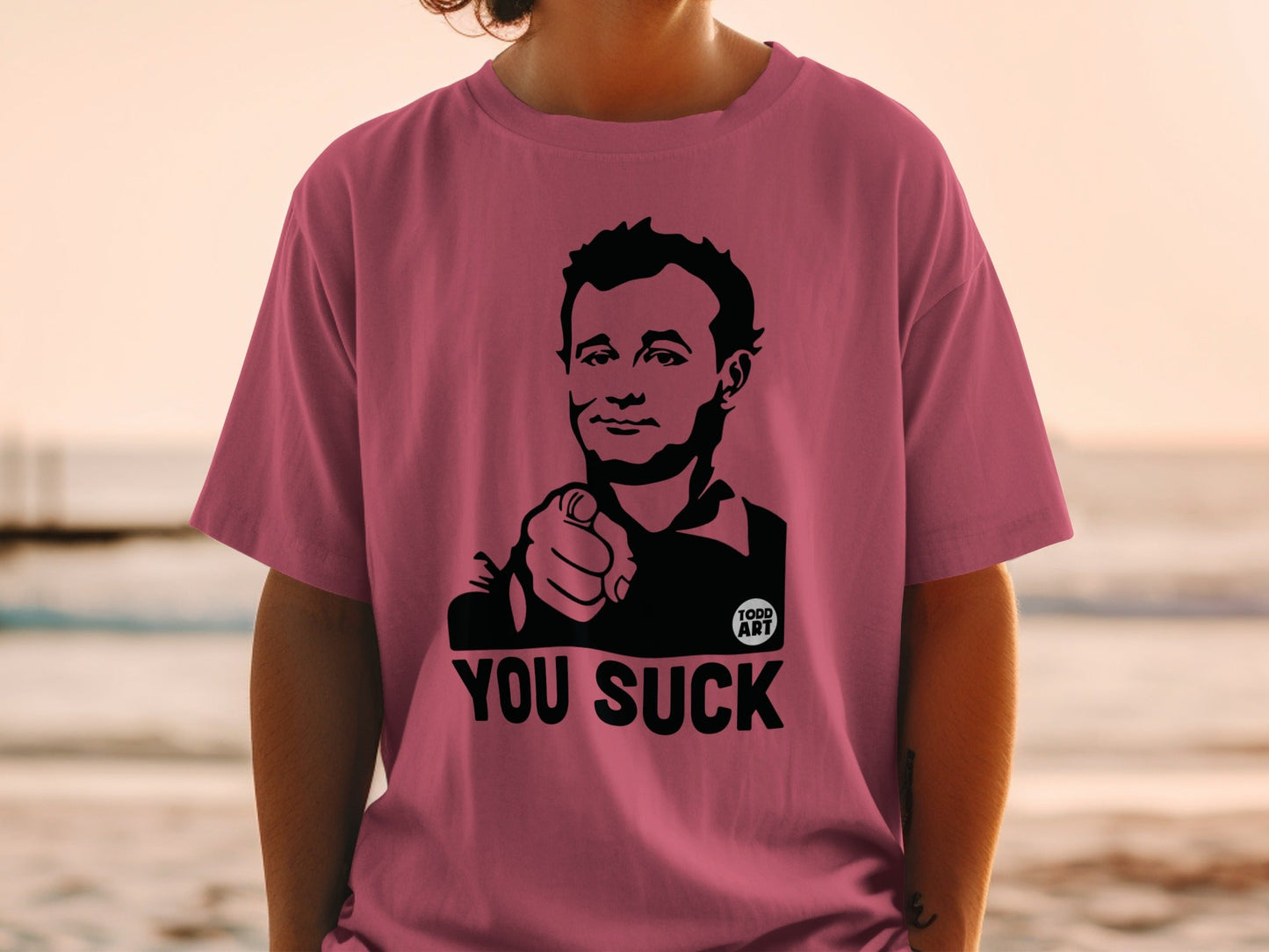T-shirt with Bill Murray pointing, saying "YOU SUCK".