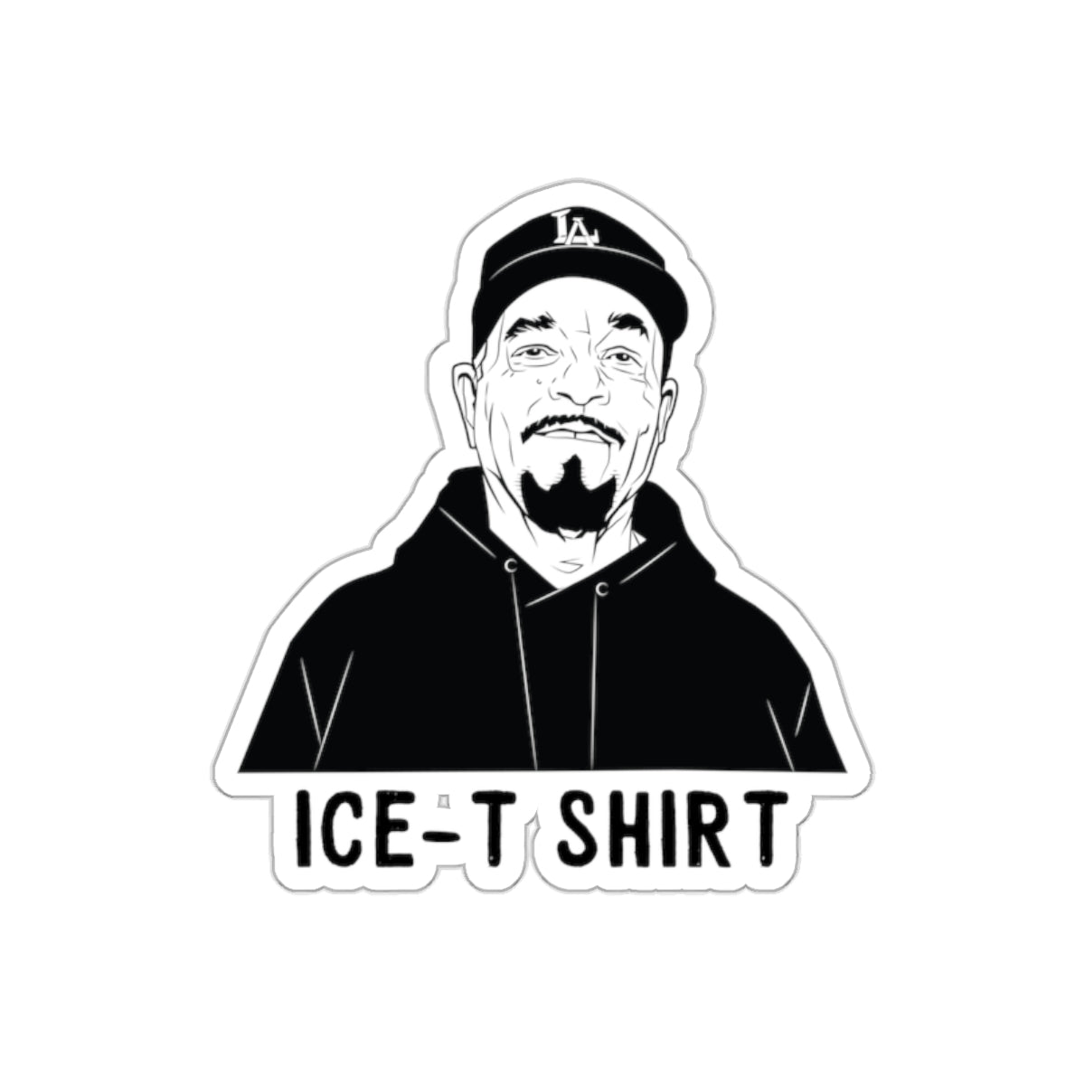 Ice-T With LA Hat and Shirt Black and White Design sticker