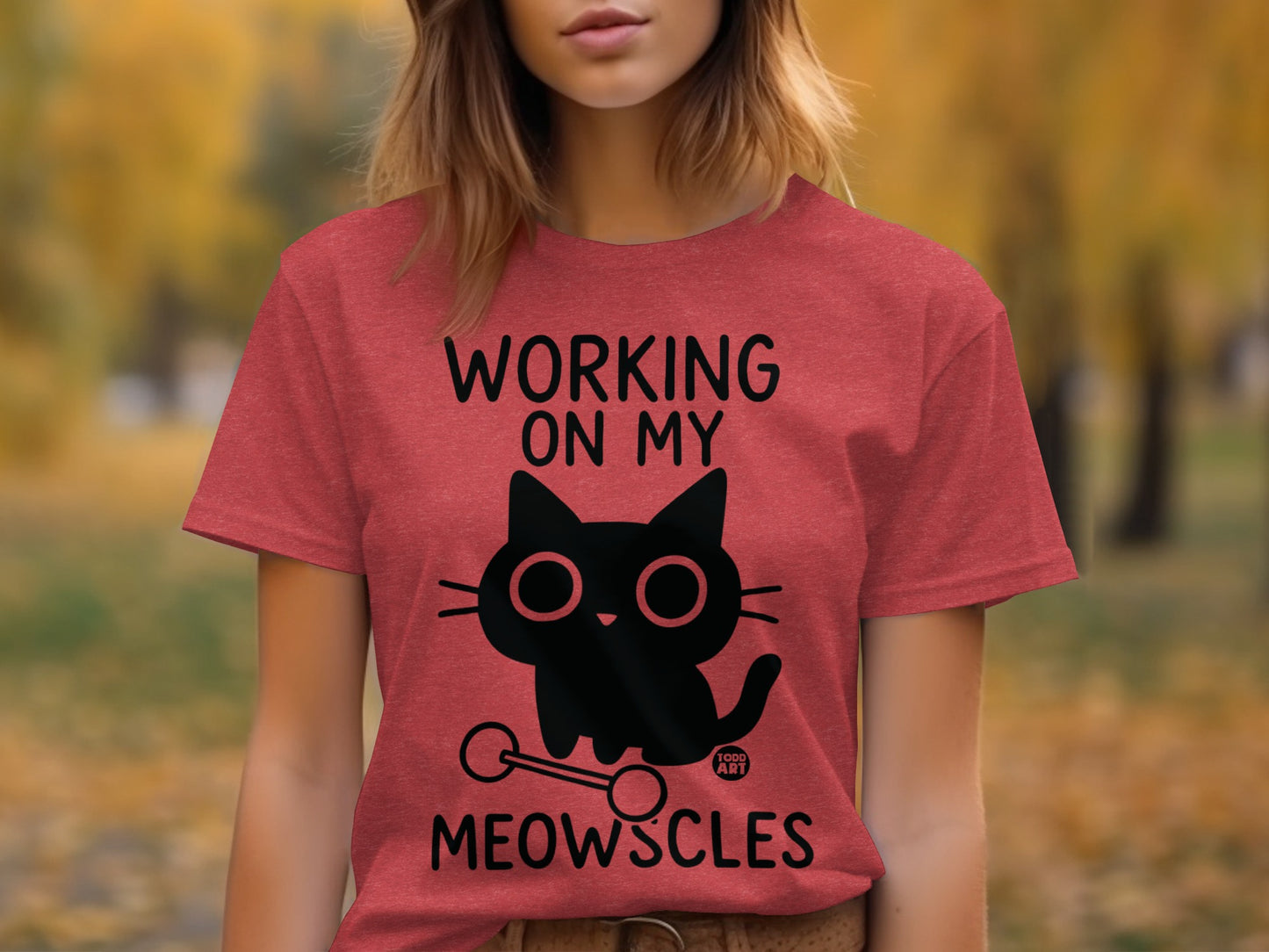 Working on My Meowscles Funny Cat Graphic T-Shirt