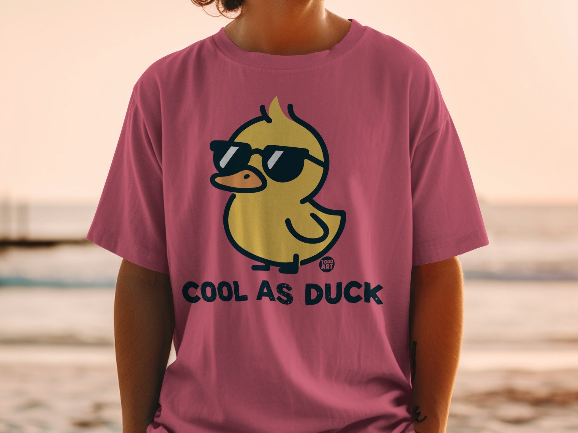 Cool As Duck Graphic Tee with Quirky Sunglasses Duck