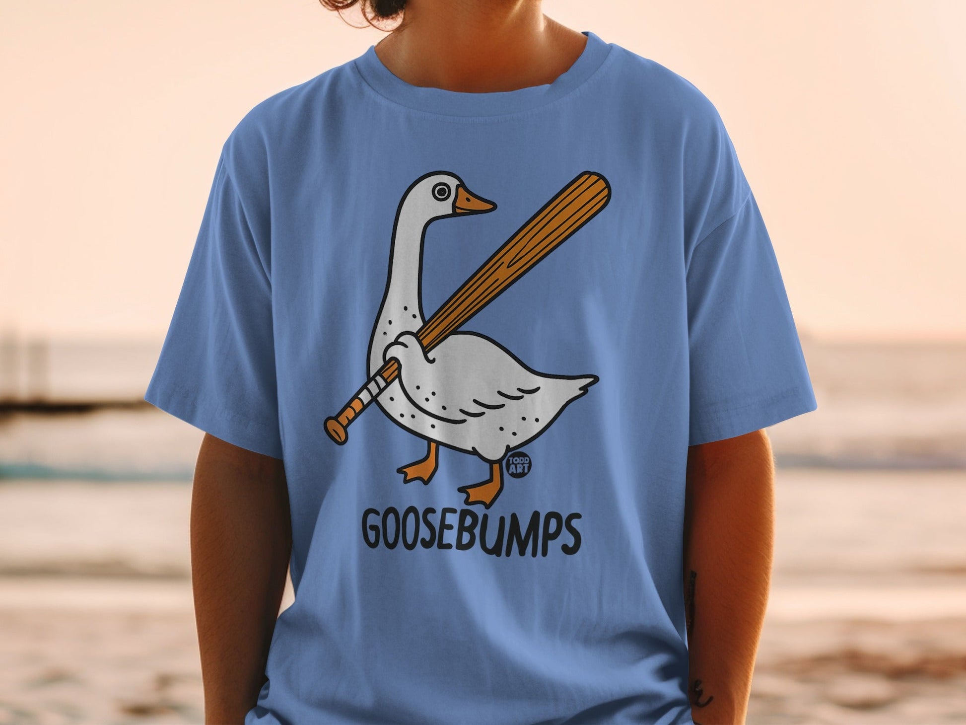 Funny Goose with Baseball Bat Goosebumps T-shirt