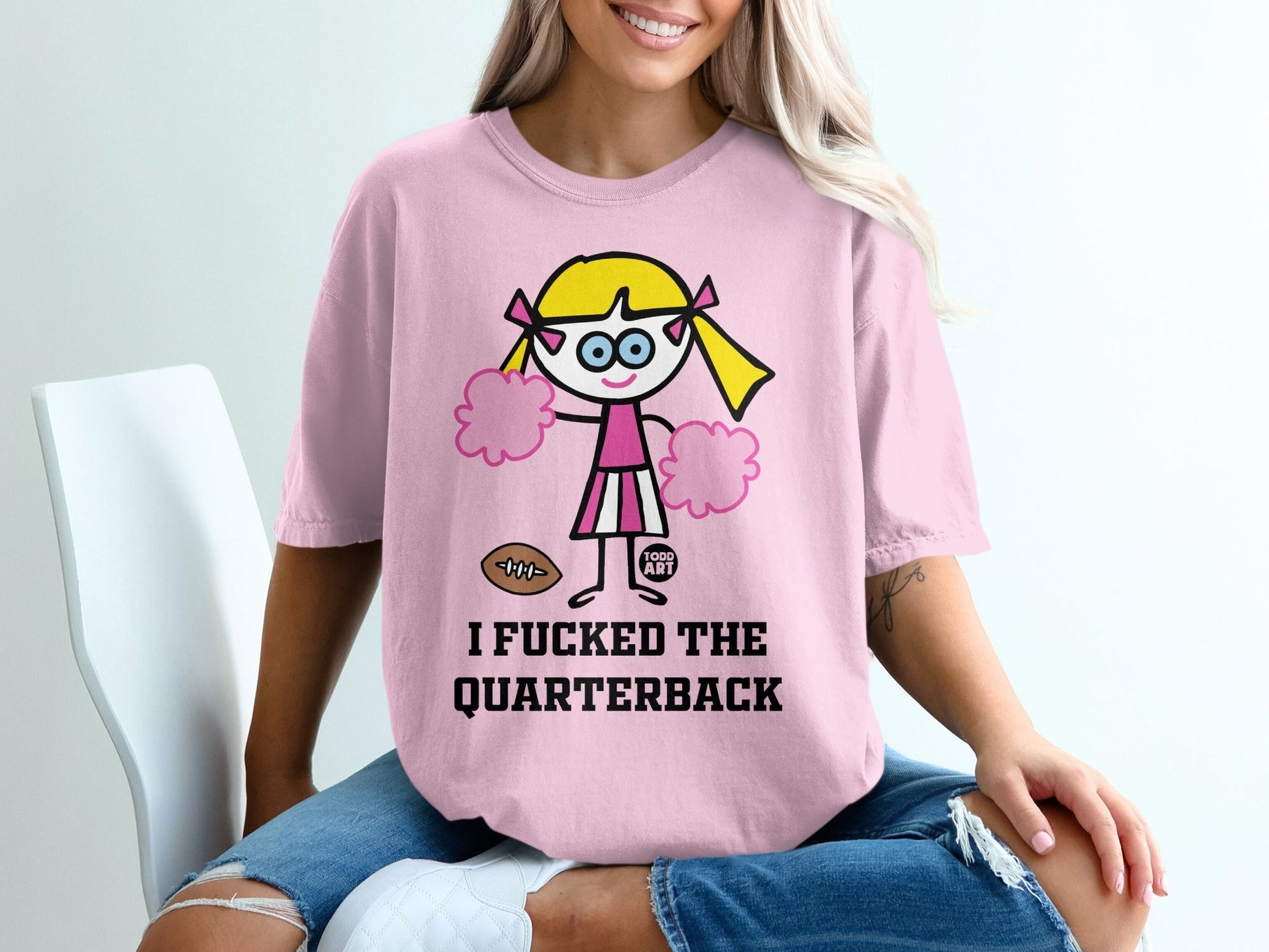 Pink Cheerleader Graphic Statement Shirt for Women