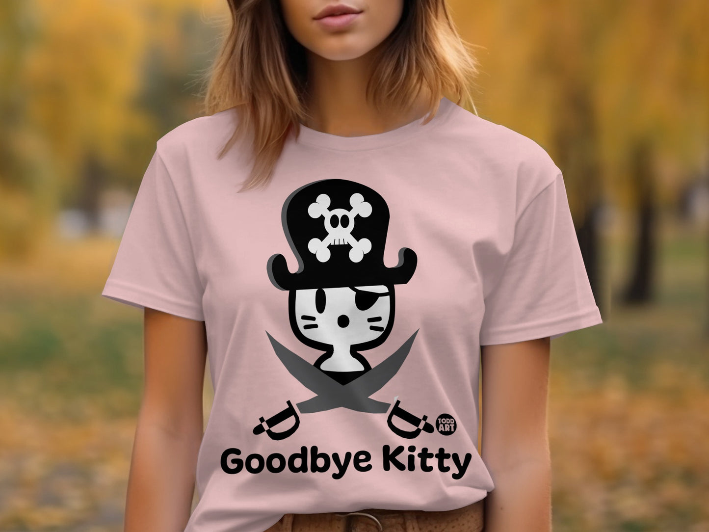 Goodbye Kitty Skull Crossbones Graphic T-Shirt