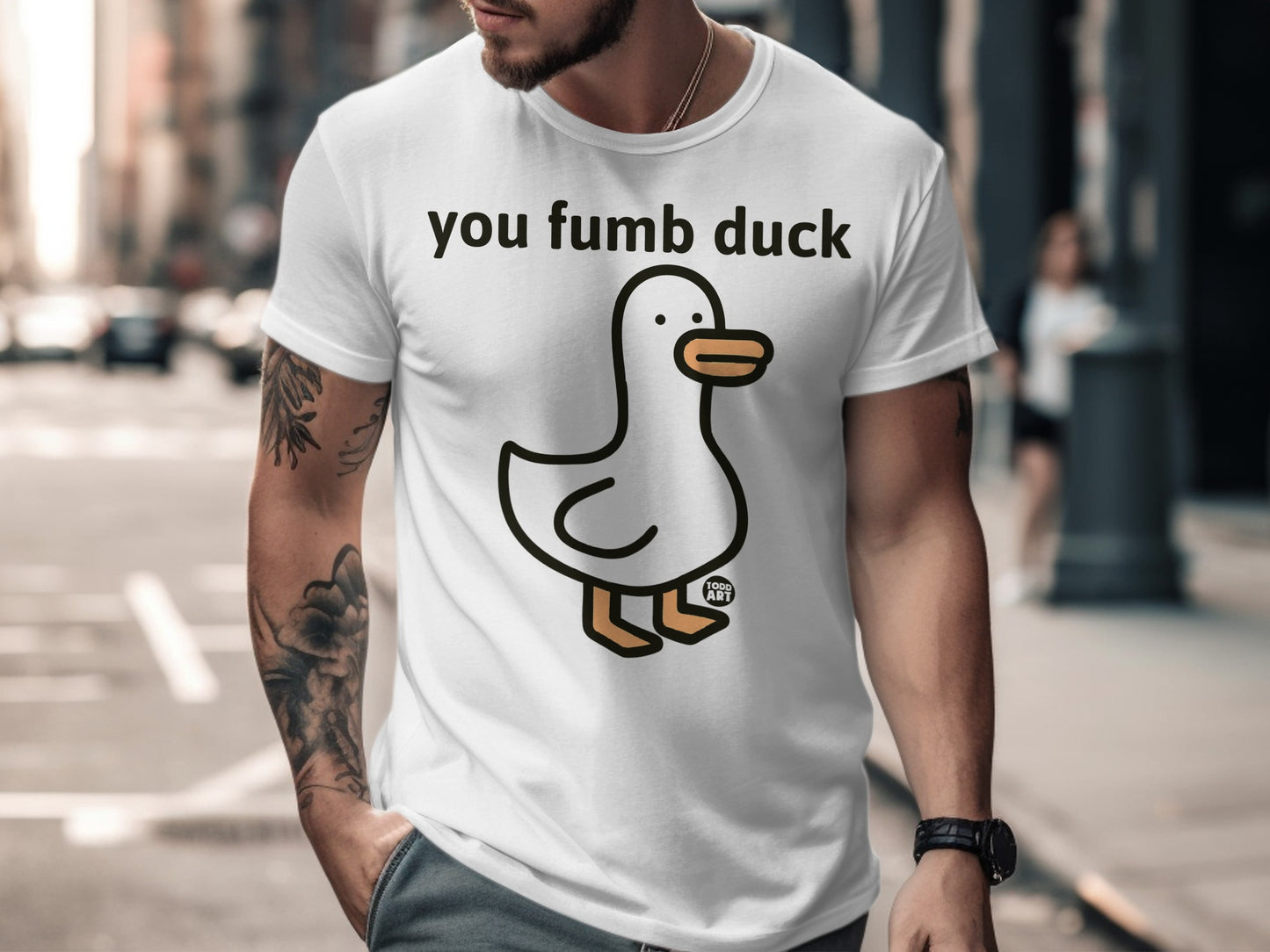 Funny You Fumb Duck Printed Graphic T-shirt