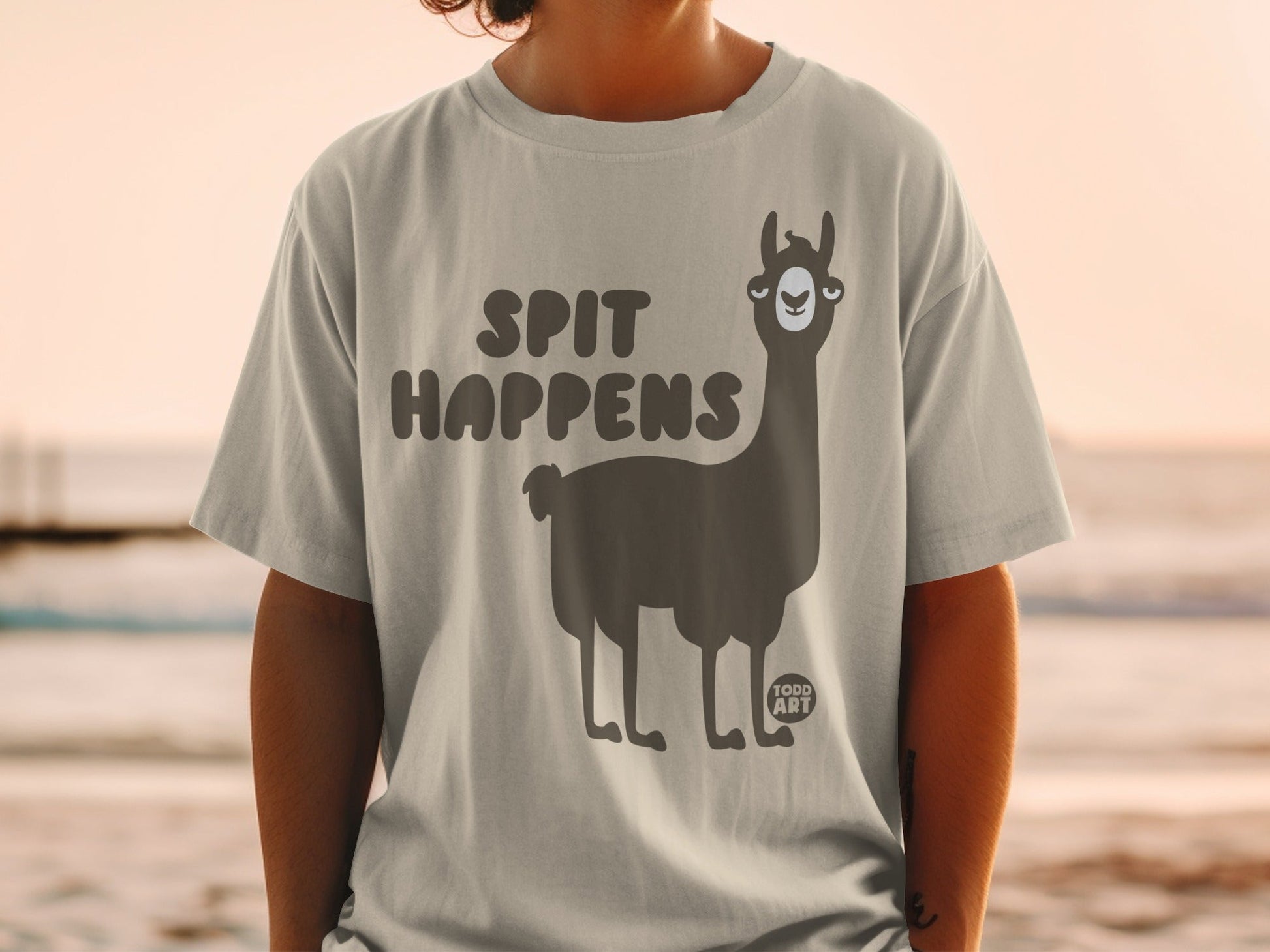 Spit Happens Todd Art Llama Graphic T-shirt