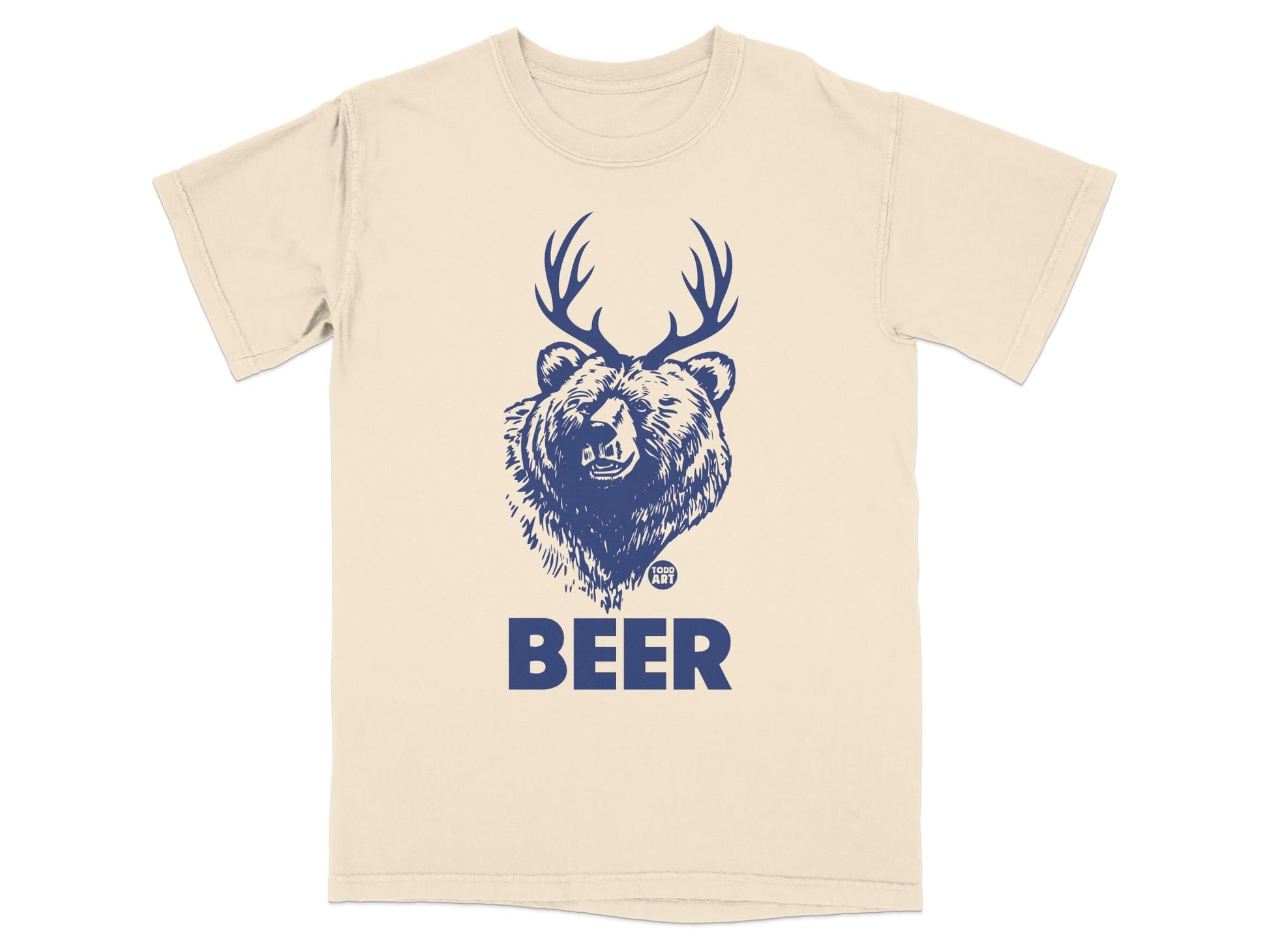 Graphic Tee with Bear and Antlers Illustration