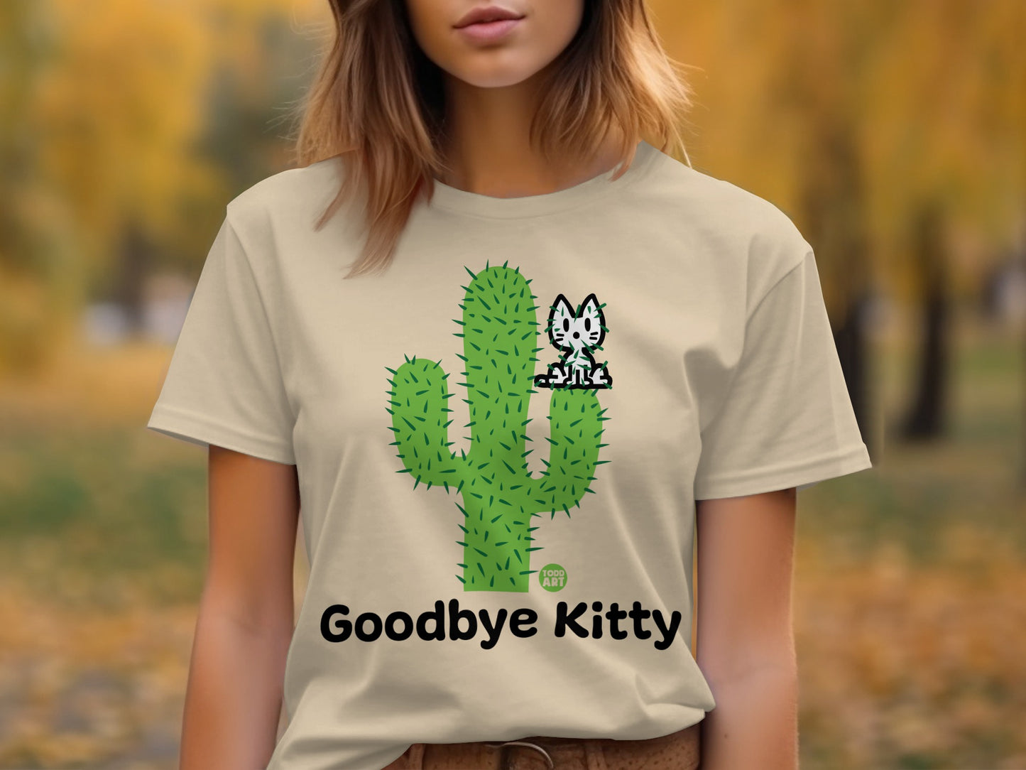 Goodbye Kitty Cactus Themed T-Shirt Design