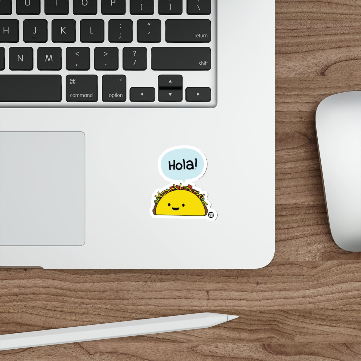 Smiling Cartoon Taco Hola Speech Bubble Sticker 