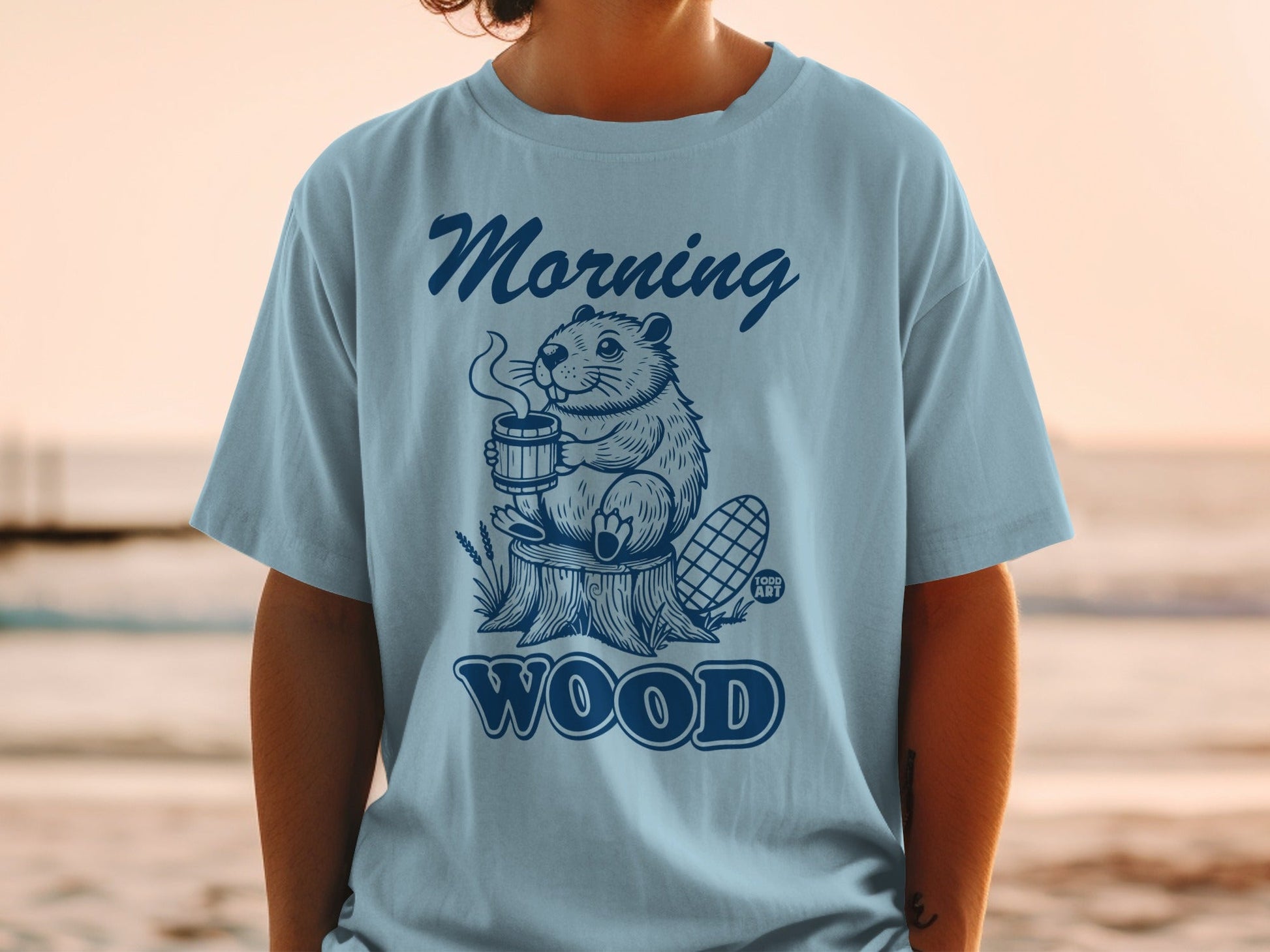 Morning Wood Beaver Graphic T-Shirt for Casual Wear