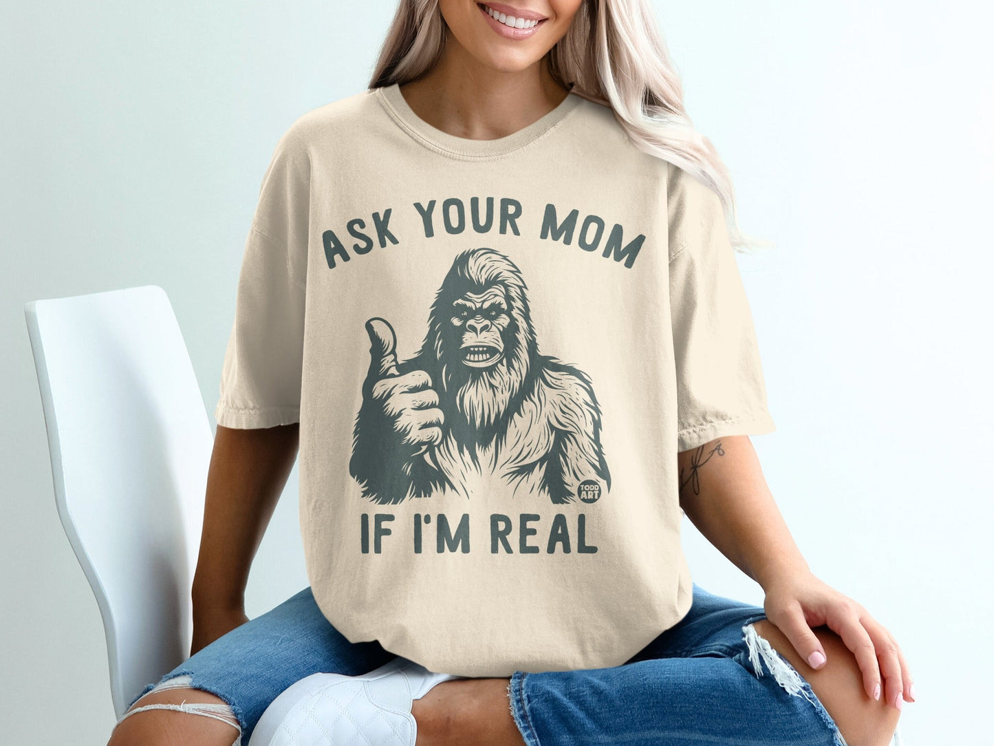 Ask Your Mom If I'm Real Thumbs Up Graphic Shirt